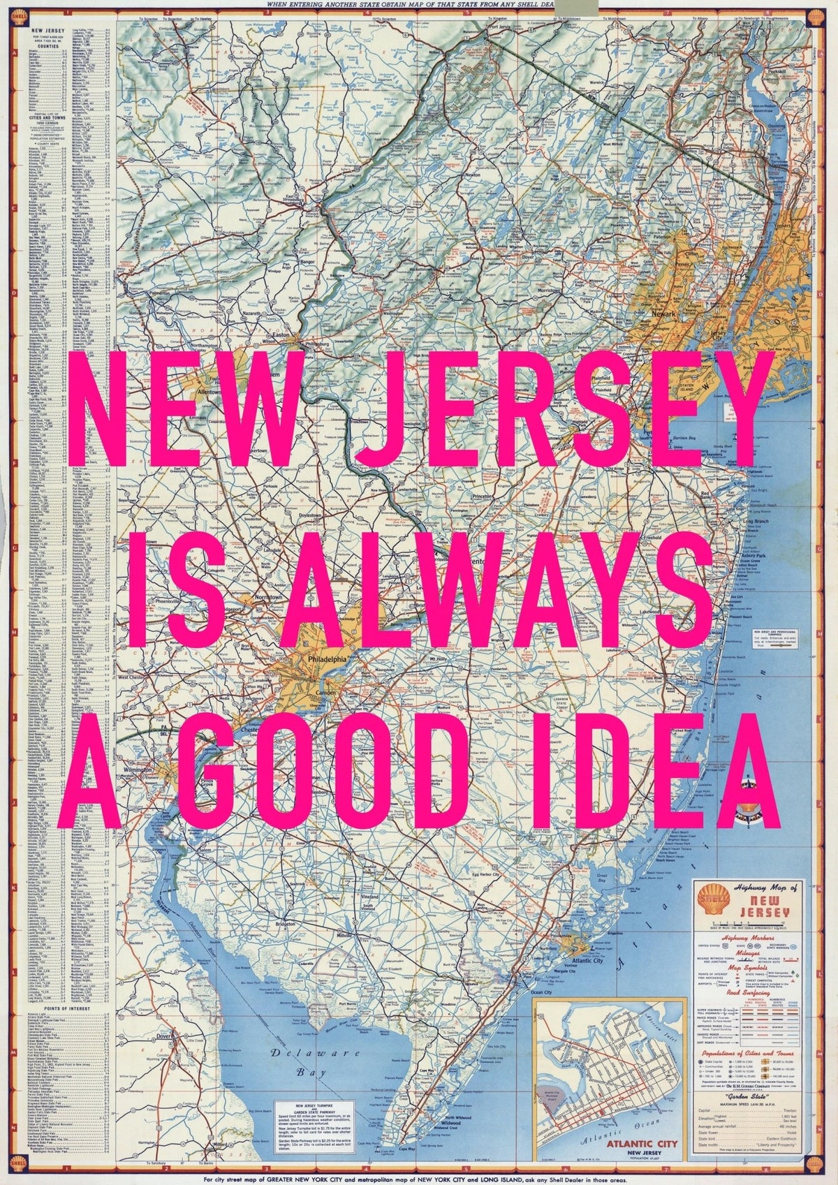 New Jersey Retro Pop Art Map Print