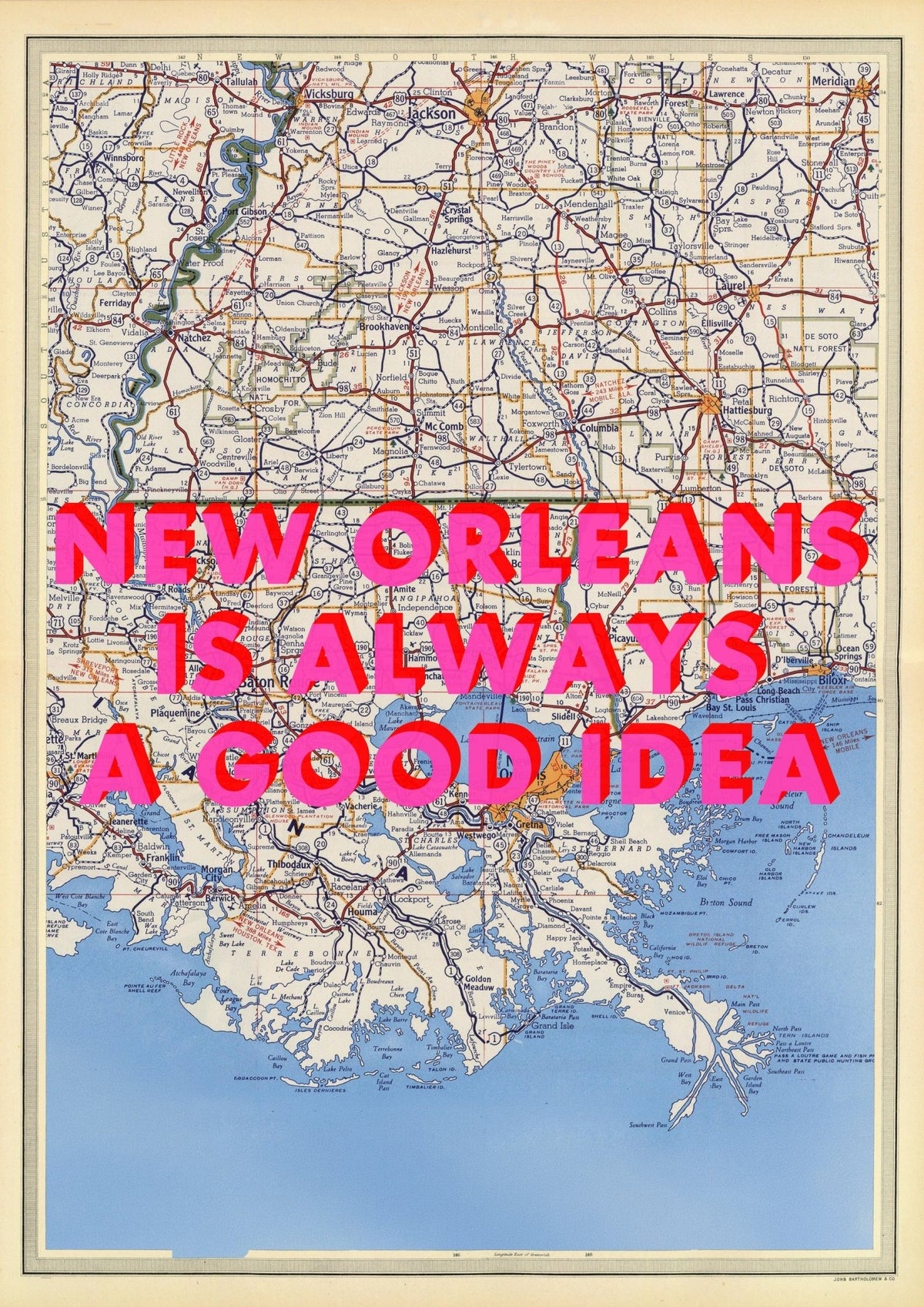 New Orleans Retro Pop Art Map Print (portrait)