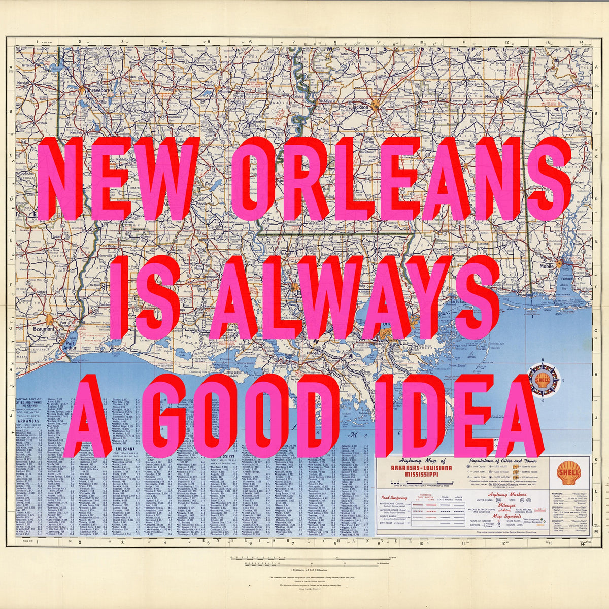 New Orleans Retro Pop Art Map Print