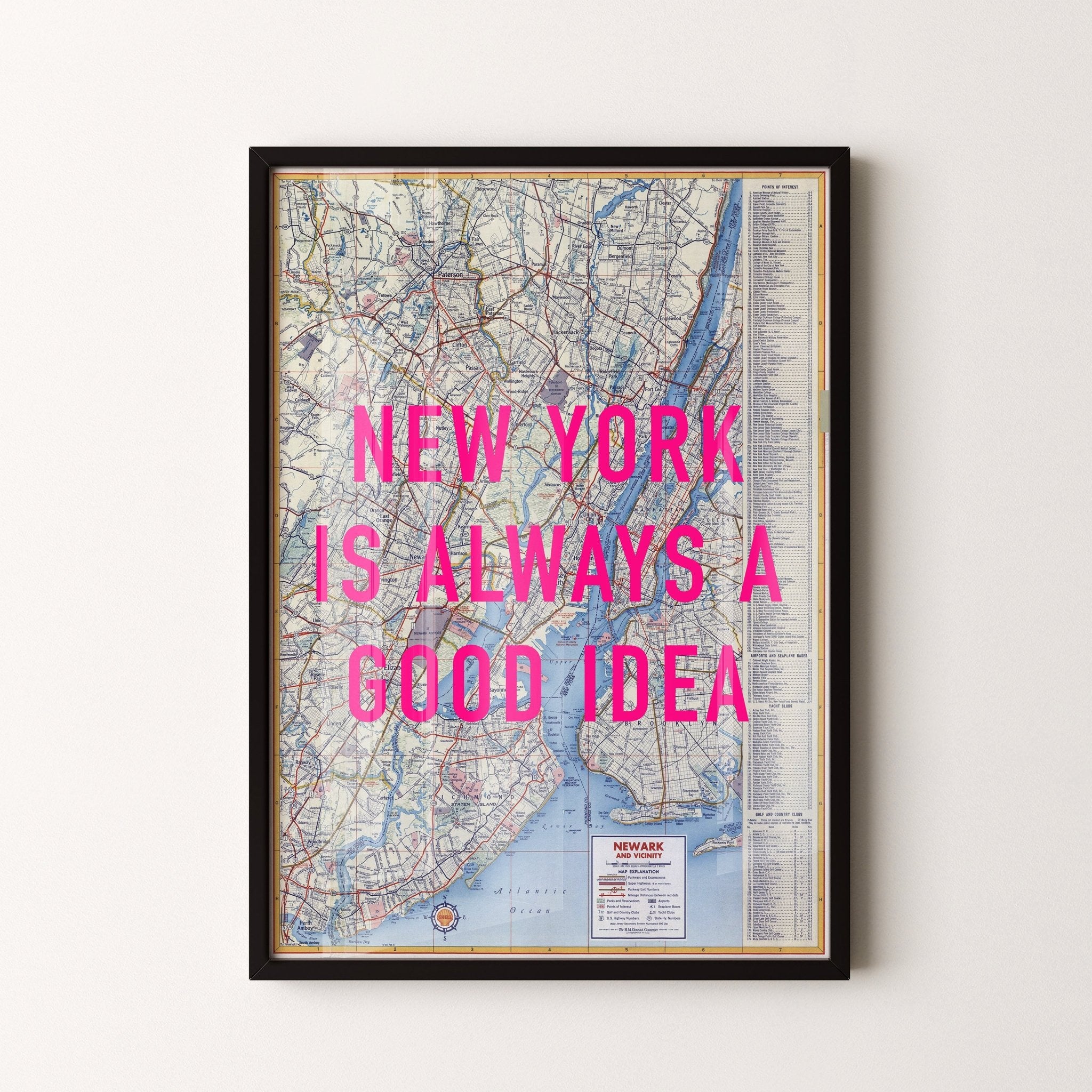 New York Retro Pop Art Map Print - Magic Posters