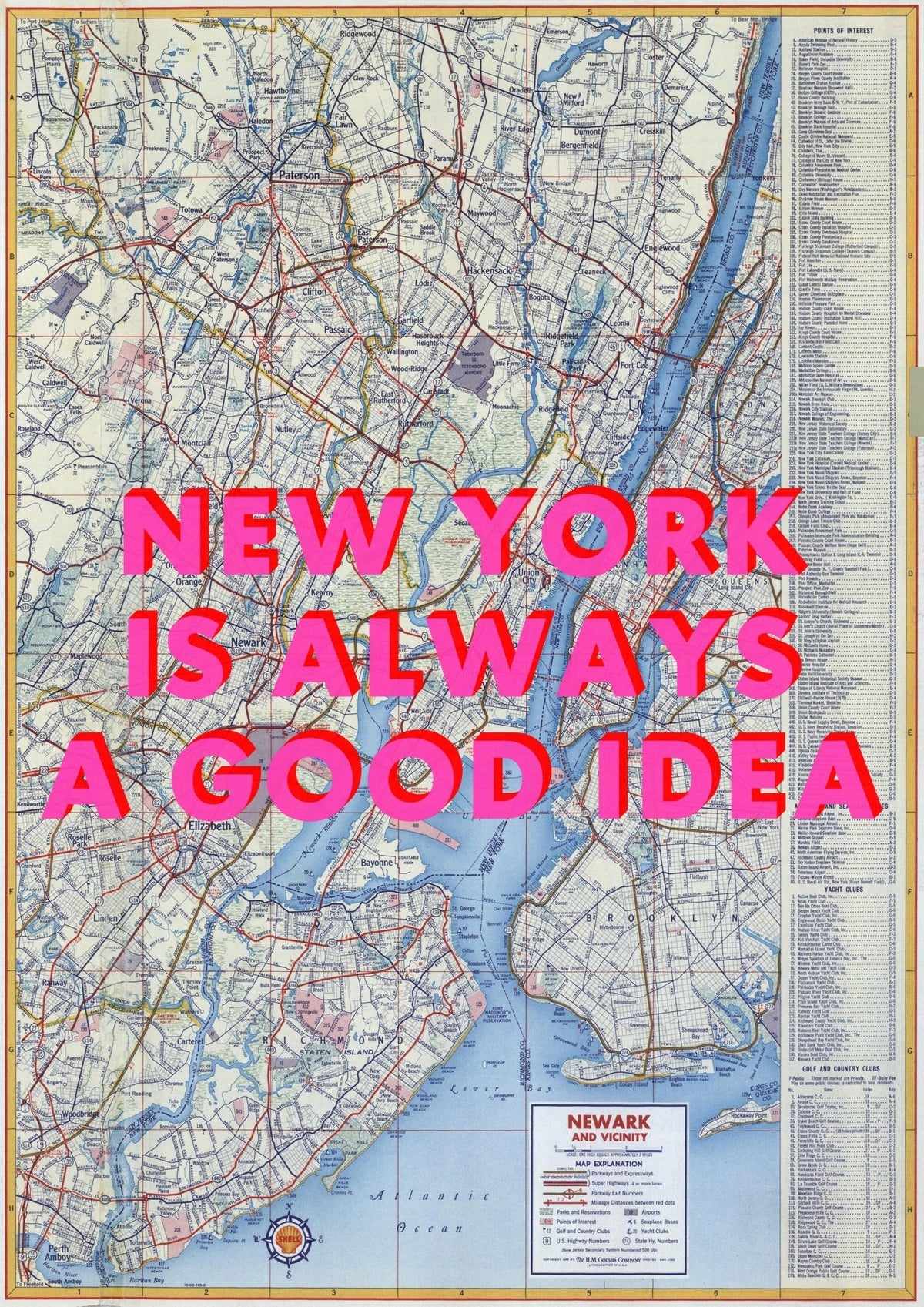 New York Retro Pop Art Map Print