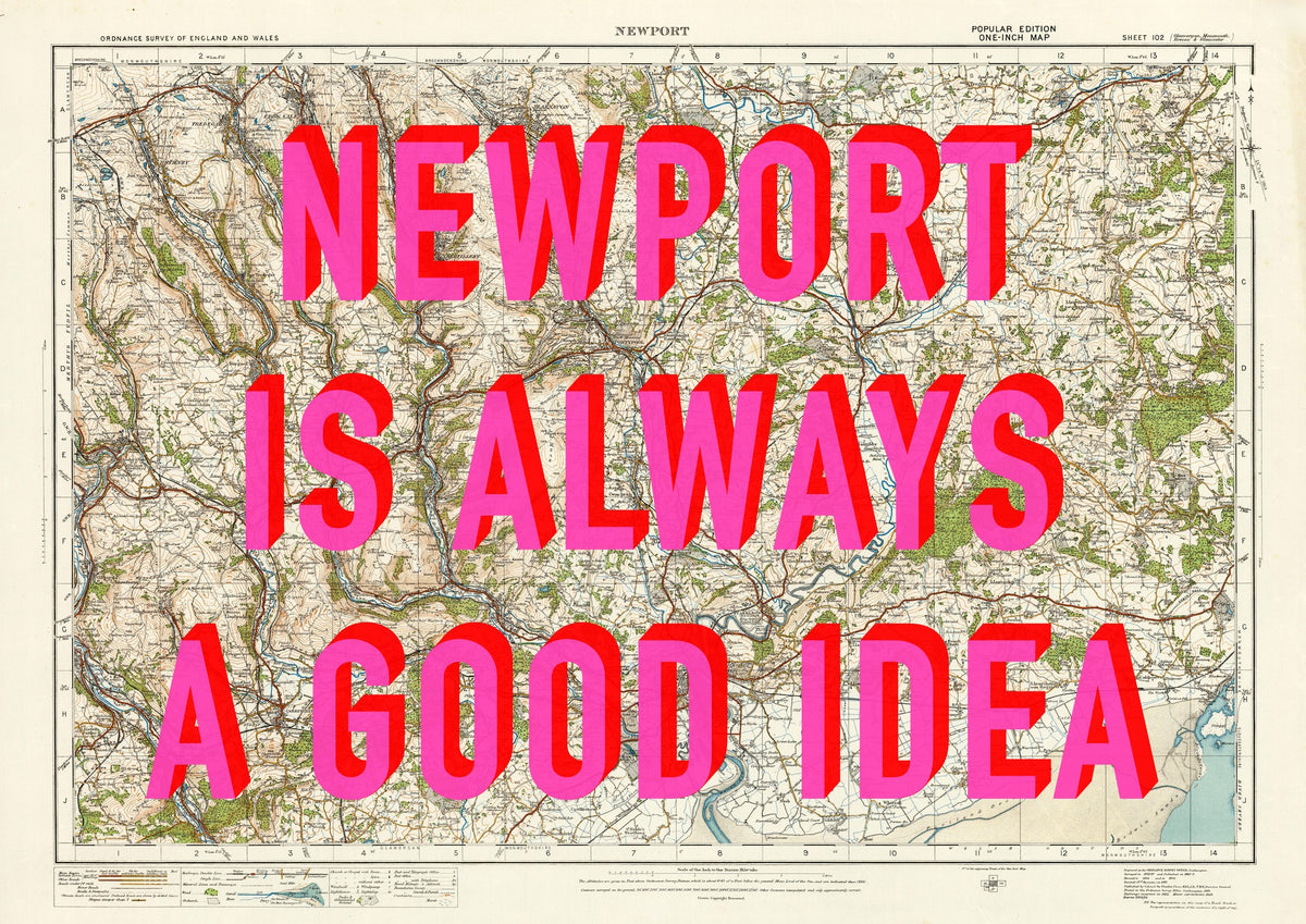 Newport Retro Pop Art Map Print (landscape)