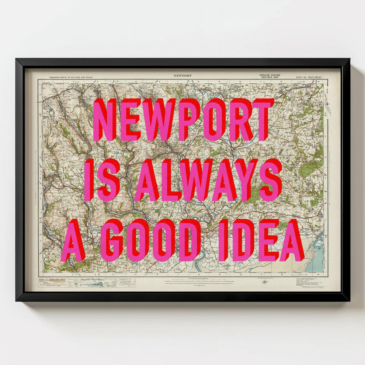Newport Retro Pop Art Map Print (landscape) - Magic Posters
