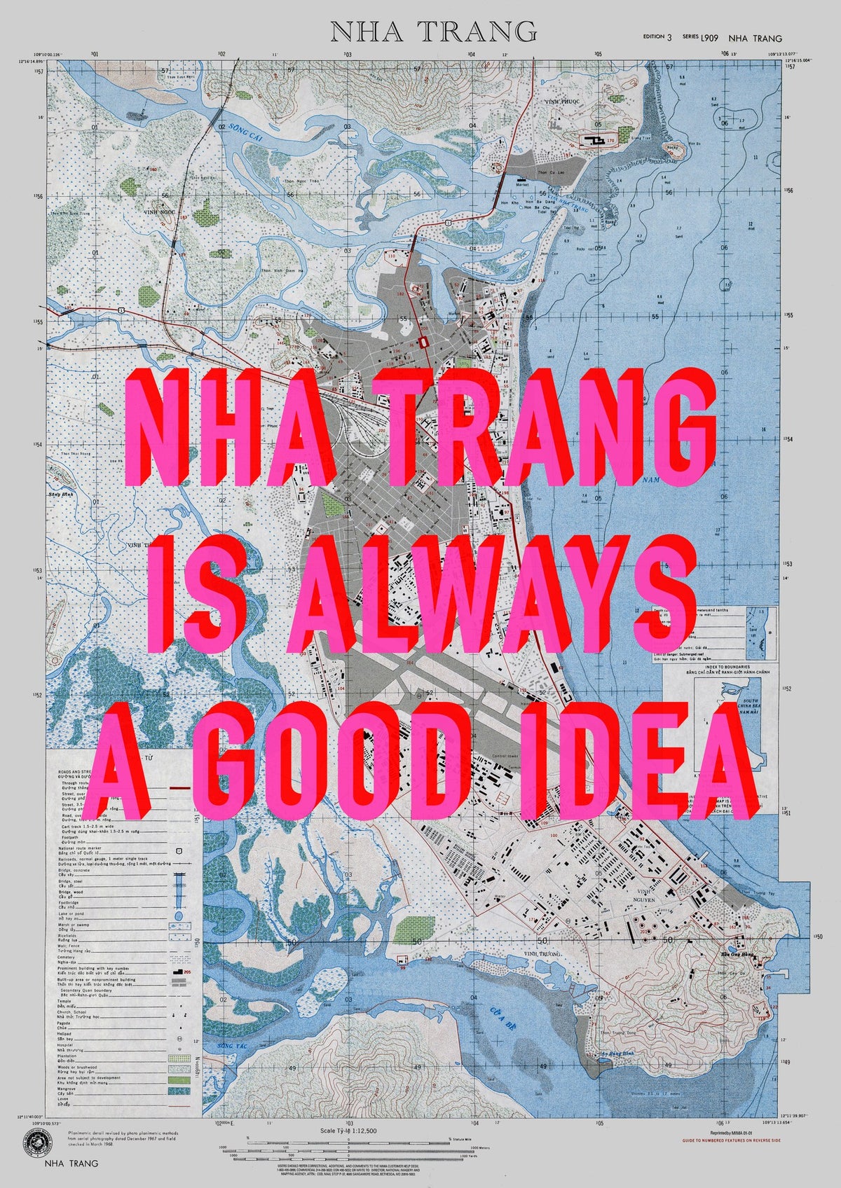 Nha Trang Retro Pop Art Map Print (portrait) - Magic Posters