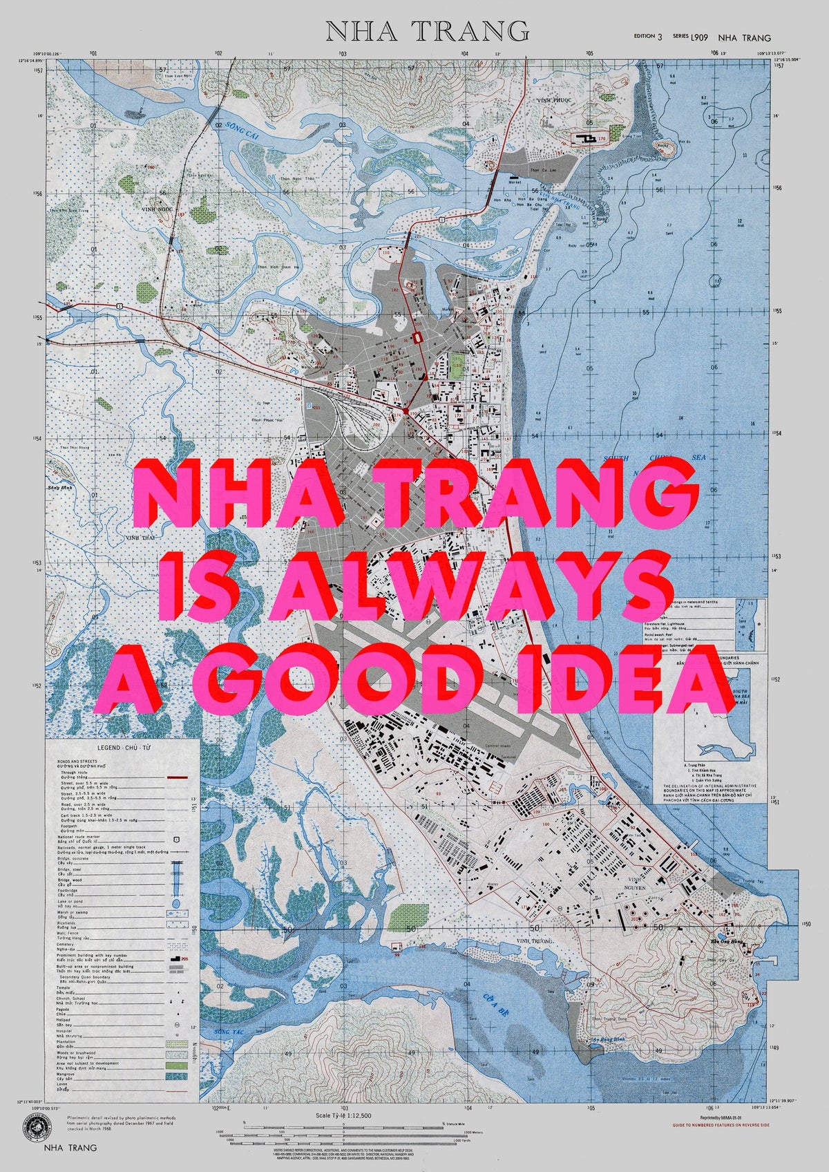 Nha Trang Retro Pop Art Map Print (portrait) - Magic Posters
