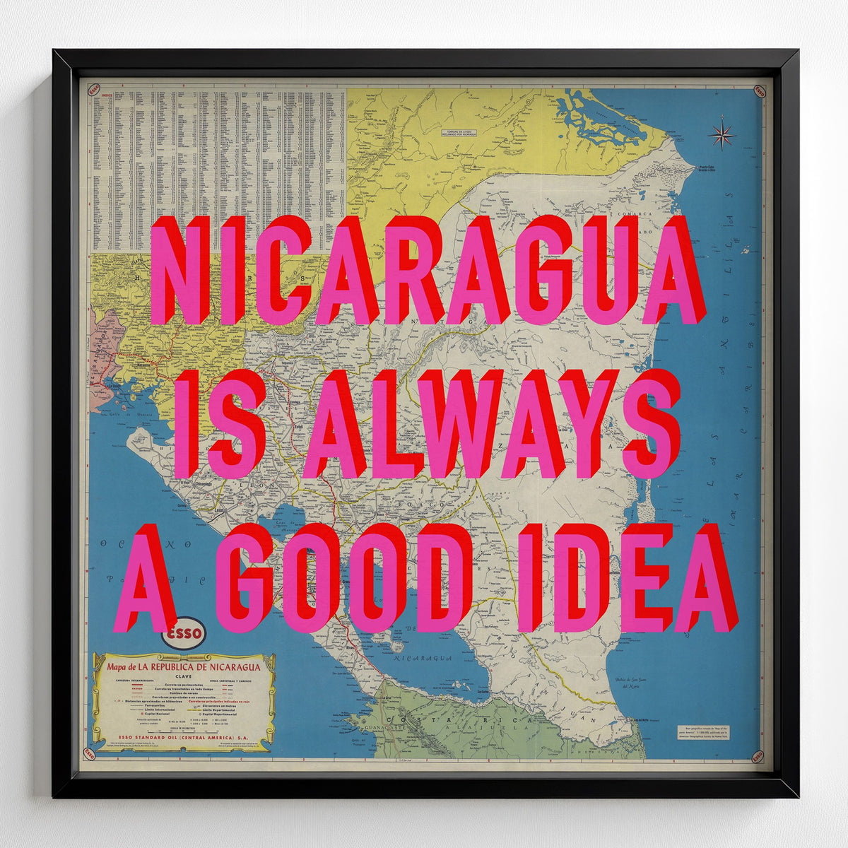 Nicaragua Retro Pop Art Map Print (square) - Magic Posters