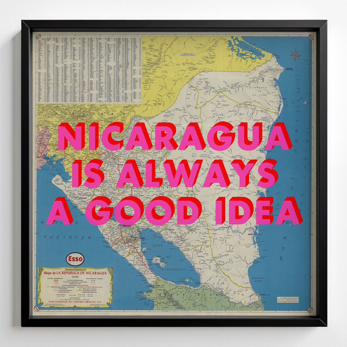 Nicaragua Retro Pop Art Map Print (square) - Magic Posters