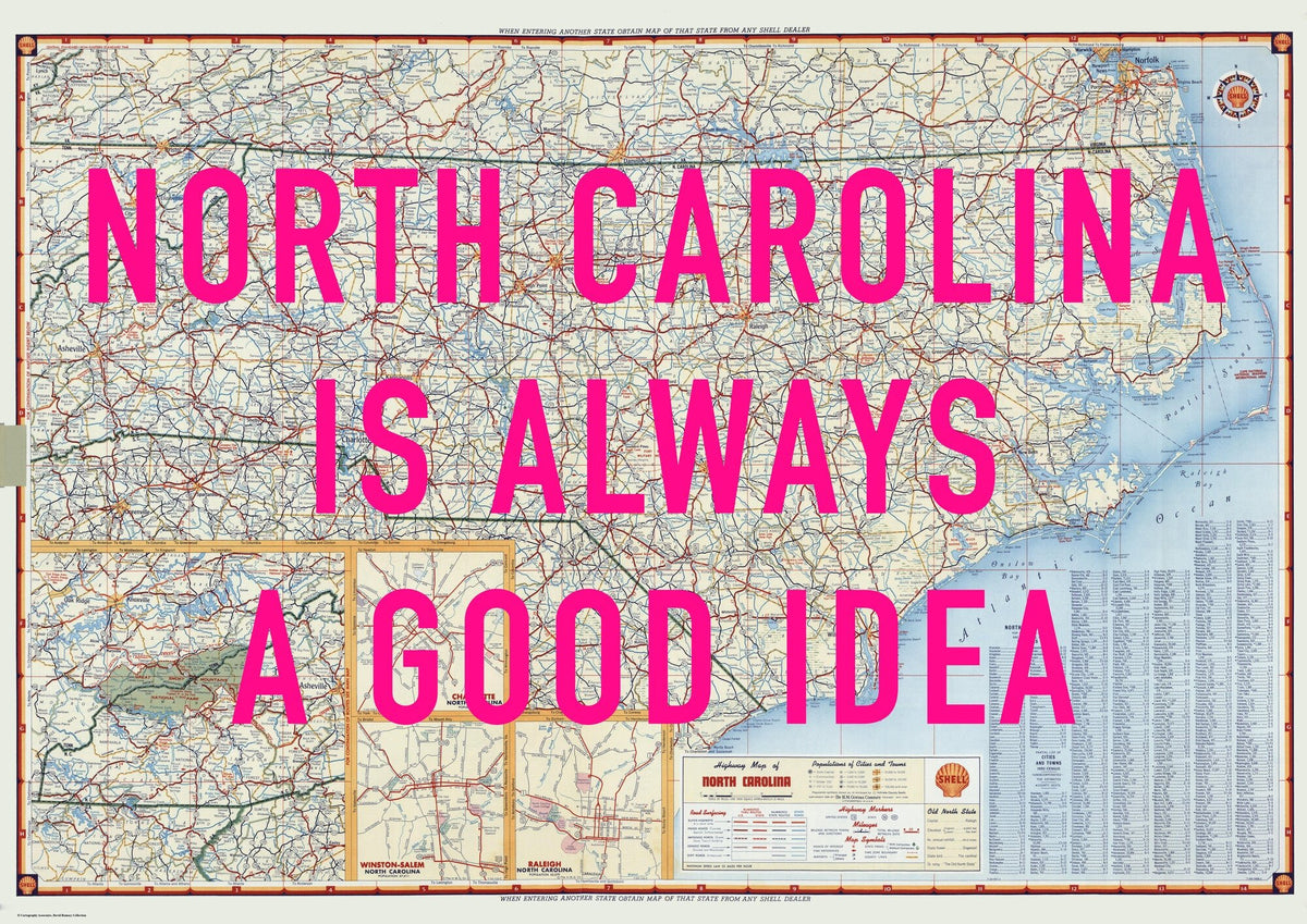 North Carolina Retro Pop Art Map Print (landscape) - Magic Posters