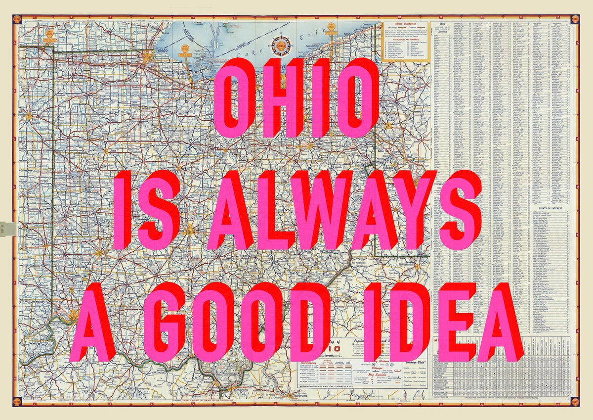 Ohio Retro Pop Art Map Print (landscape)