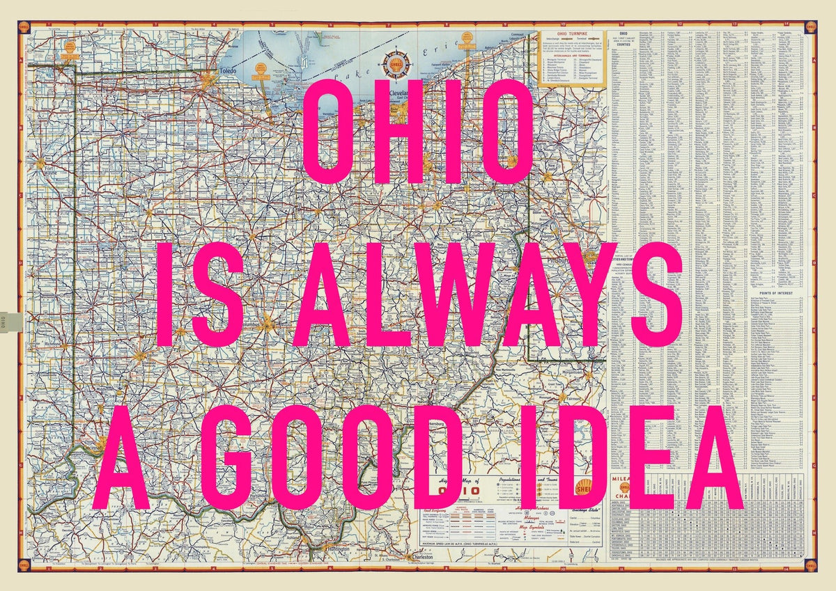 Ohio Retro Pop Art Map Print (landscape)