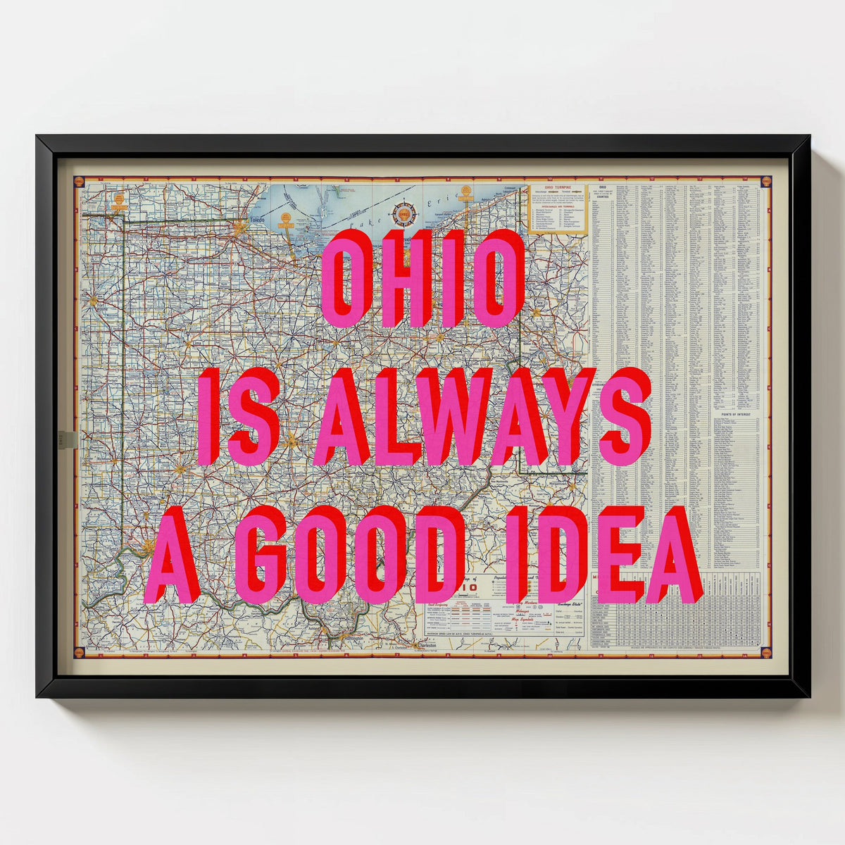 Ohio Retro Pop Art Map Print (landscape) - Magic Posters