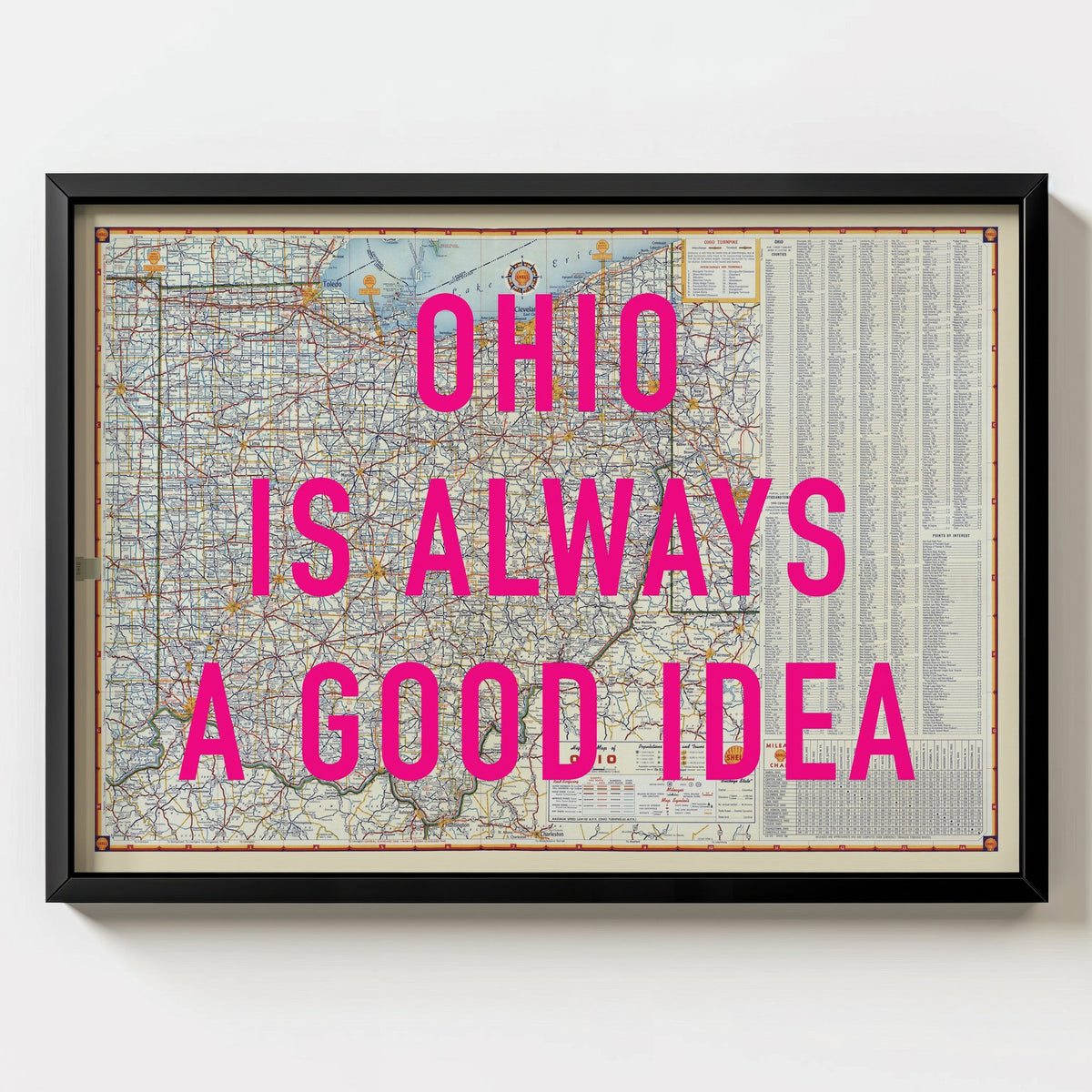 Ohio Retro Pop Art Map Print (landscape) - Magic Posters