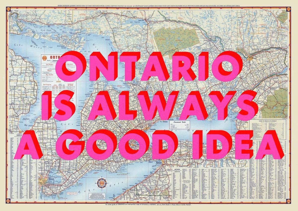 Ontario Retro Pop Art Map Print (landscape)