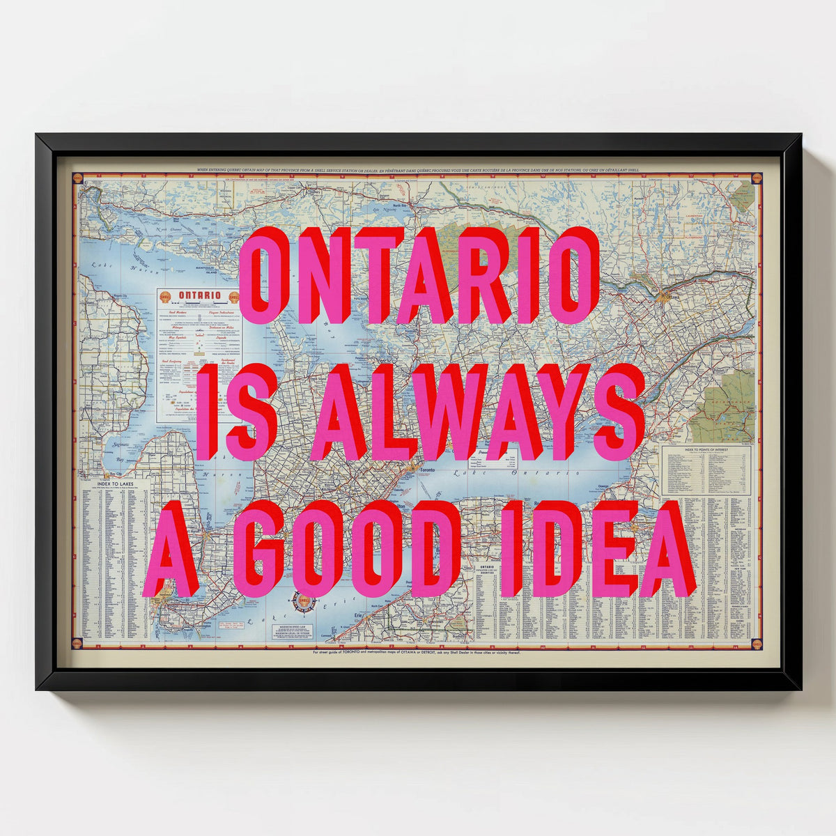 Ontario Retro Pop Art Map Print (landscape) - Magic Posters