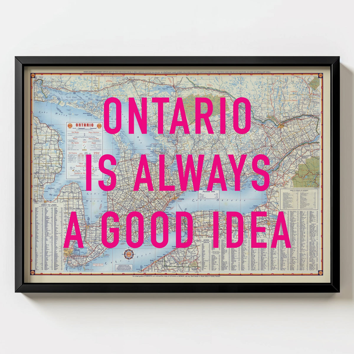Ontario Retro Pop Art Map Print (landscape) - Magic Posters