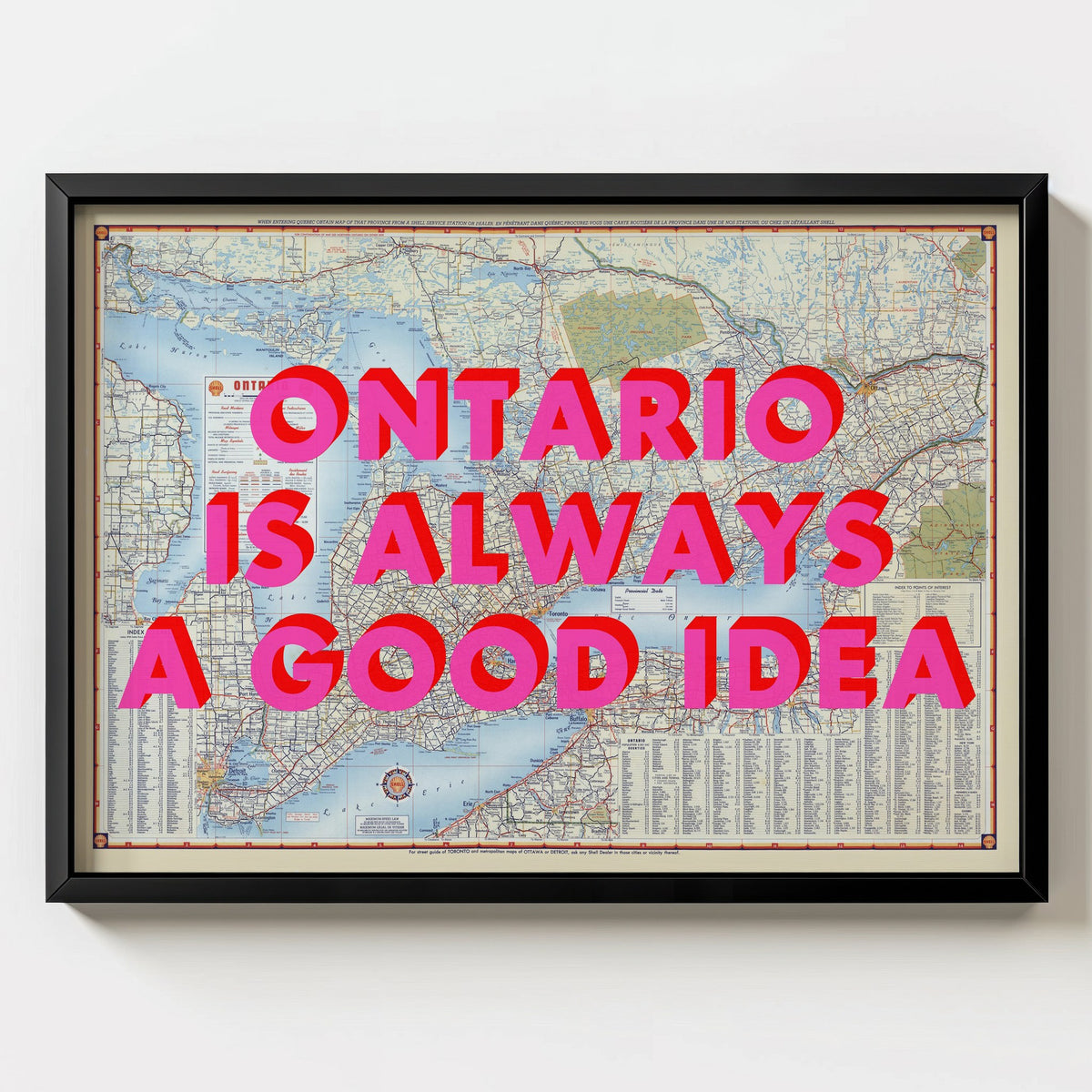 Ontario Retro Pop Art Map Print (landscape) - Magic Posters