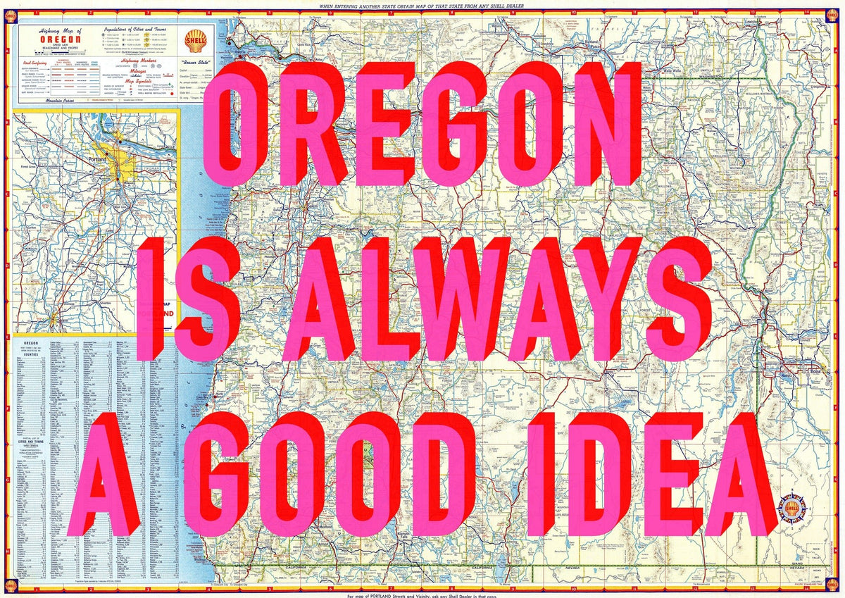 Oregon Retro Pop Art Map Print (landscape V1)