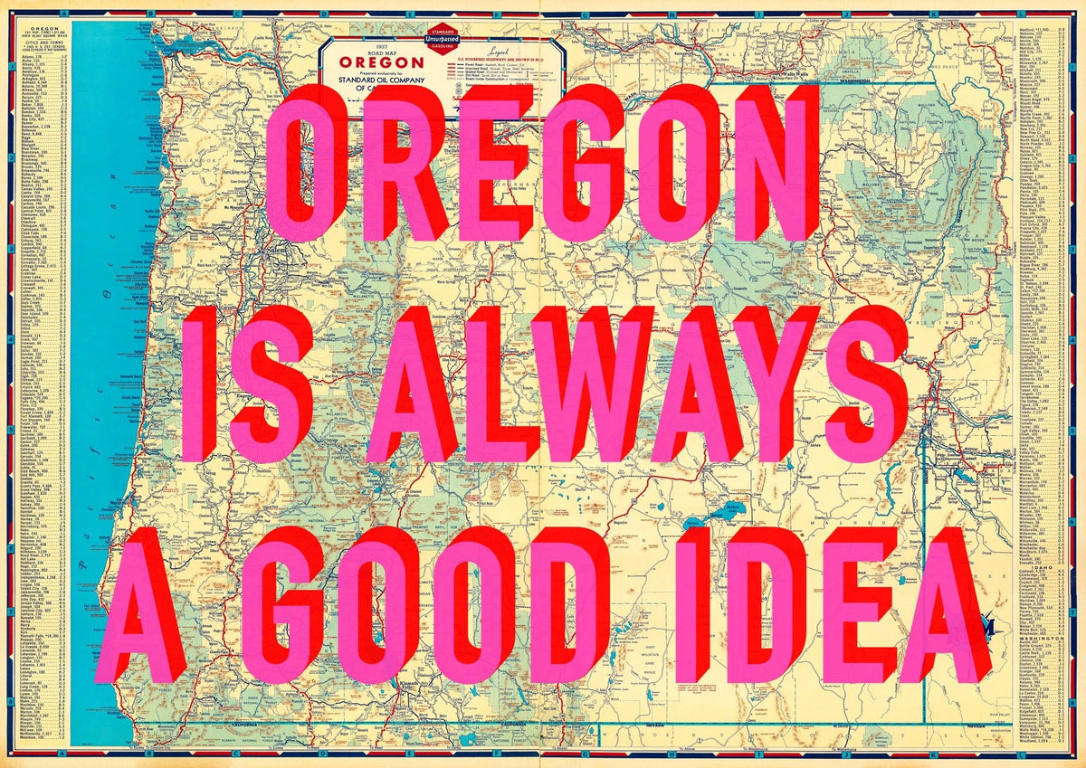 Oregon Retro Pop Art Map Print (landscape V2)