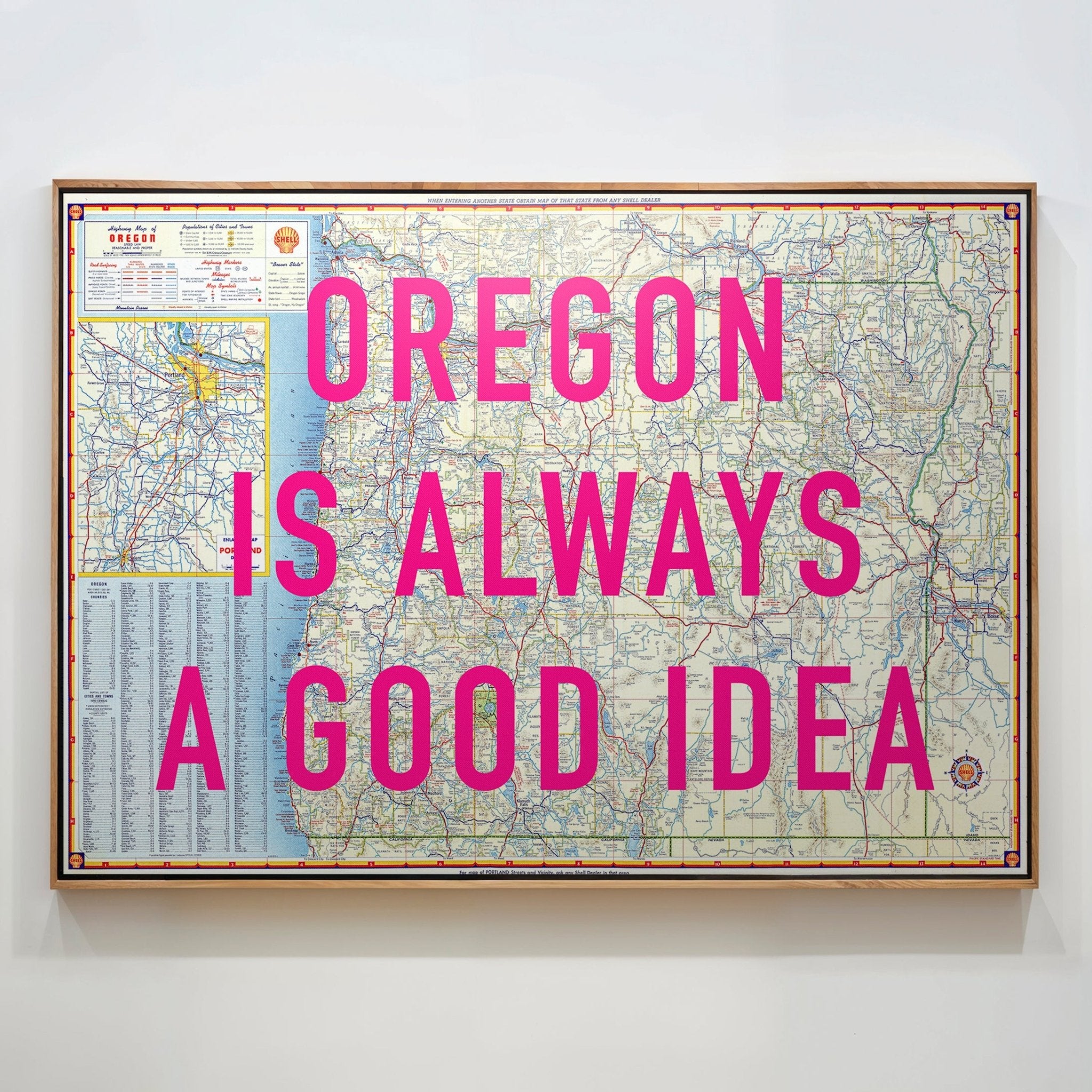 Oregon Retro Pop Art Map Print (landscape V1) - Magic Posters