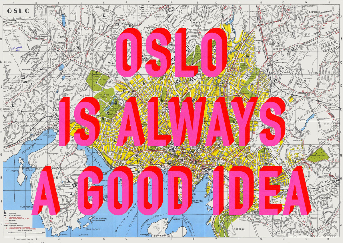 Oslo Retro Pop Art Map Print (landscape) - Magic Posters