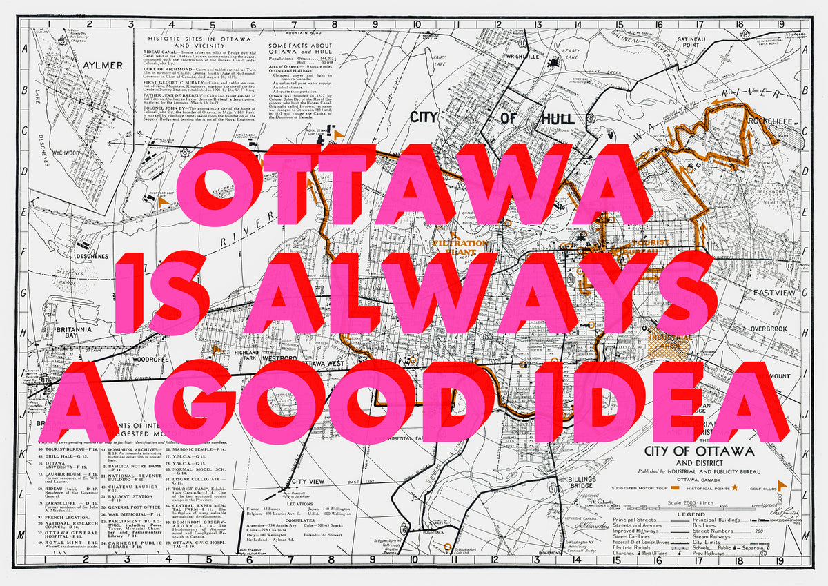 Ottawa Retro Pop Art Map Print (landscape) - Magic Posters