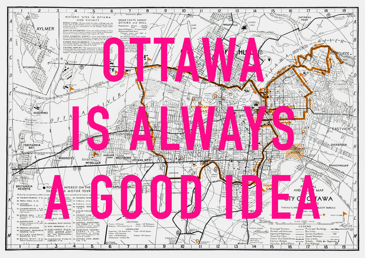 Ottawa Retro Pop Art Map Print (landscape) - Magic Posters