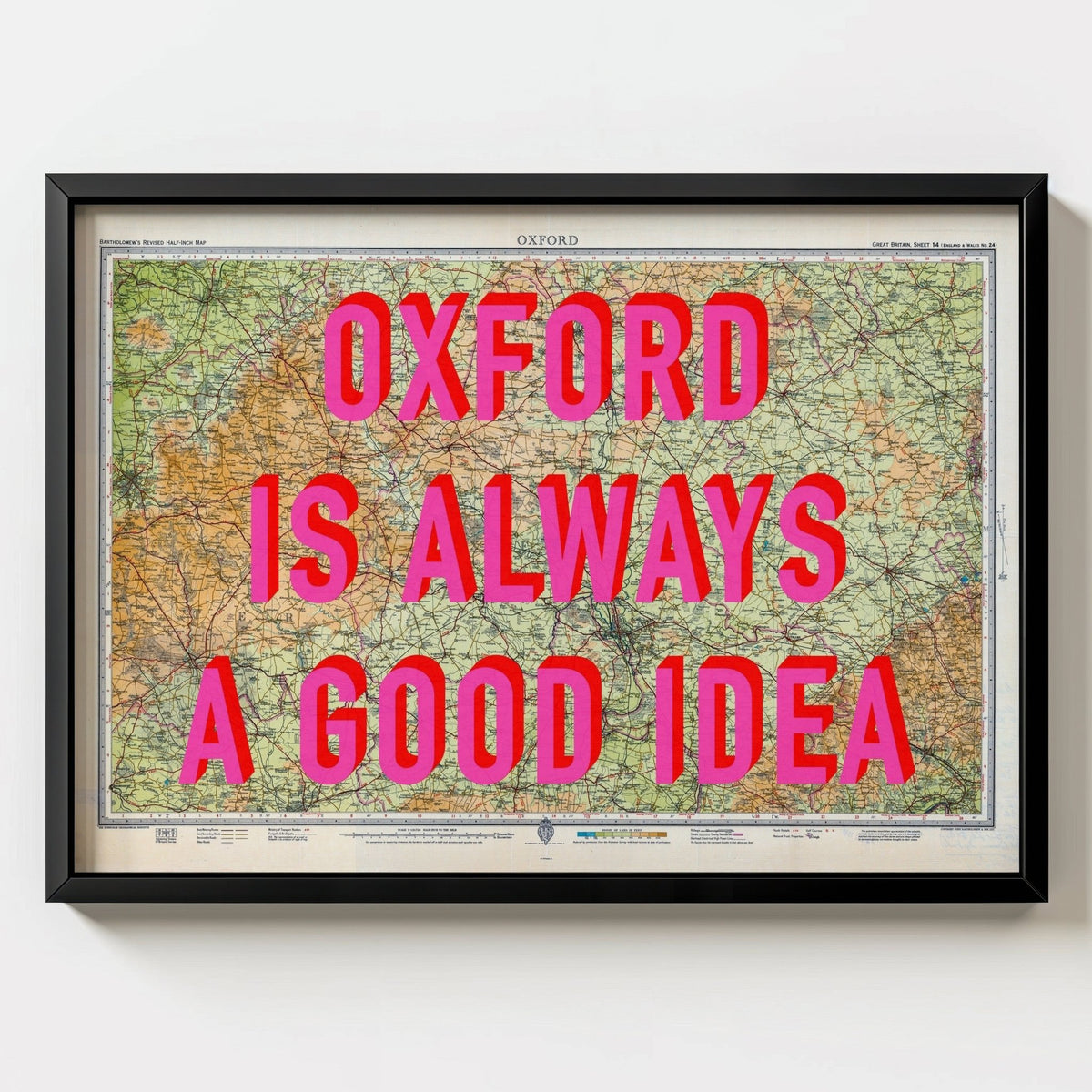 Oxford Retro Pop Art Map Print - black frame mockup - Magic Posters