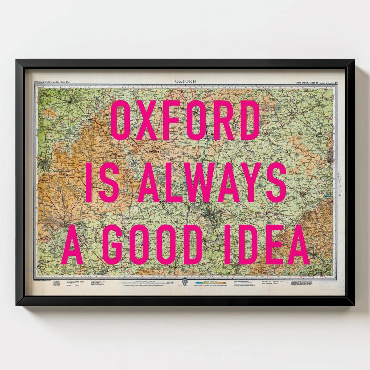 Oxford Retro Pop Art Map Print - black frame mockup - Magic Posters