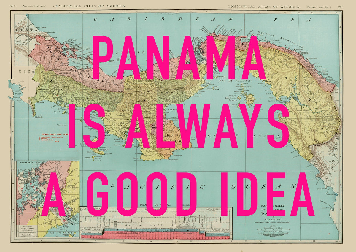 Panama Retro Pop Art Map Print (landscape)