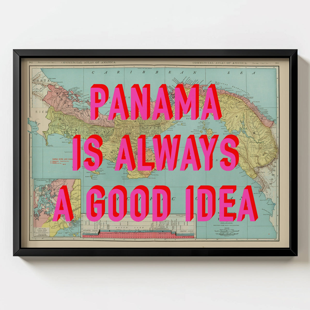 Panama Retro Pop Art Map Print (landscape) - Magic Posters