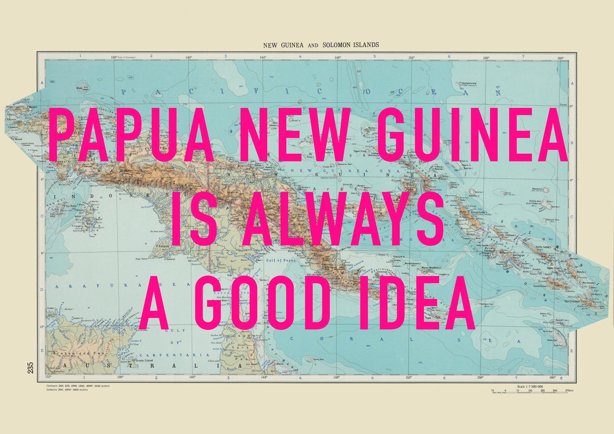 Papua New Guinea Retro Pop Art Map Print (landscape)