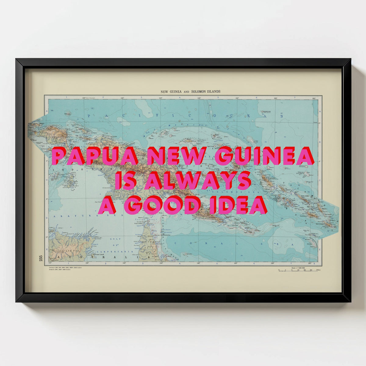 Papua New Guinea Retro Pop Art Map Print (landscape) - Magic Posters