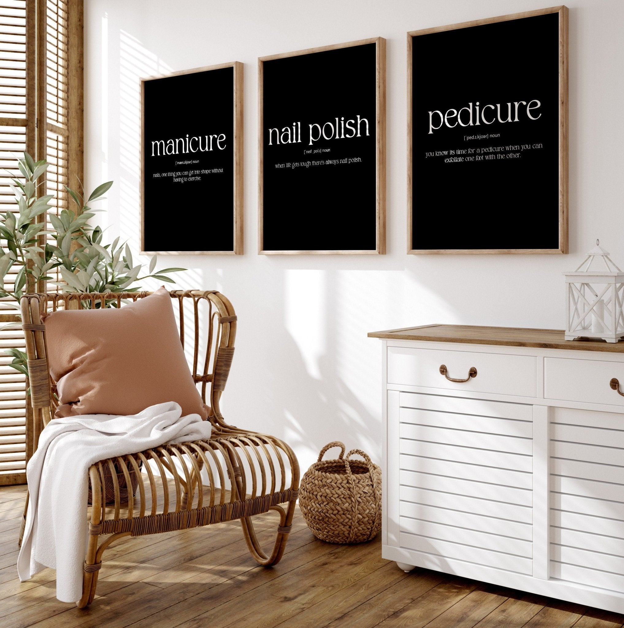 Pedicure, Manicure, Nail polish Set Of 3 Definition Prints - Magic Posters