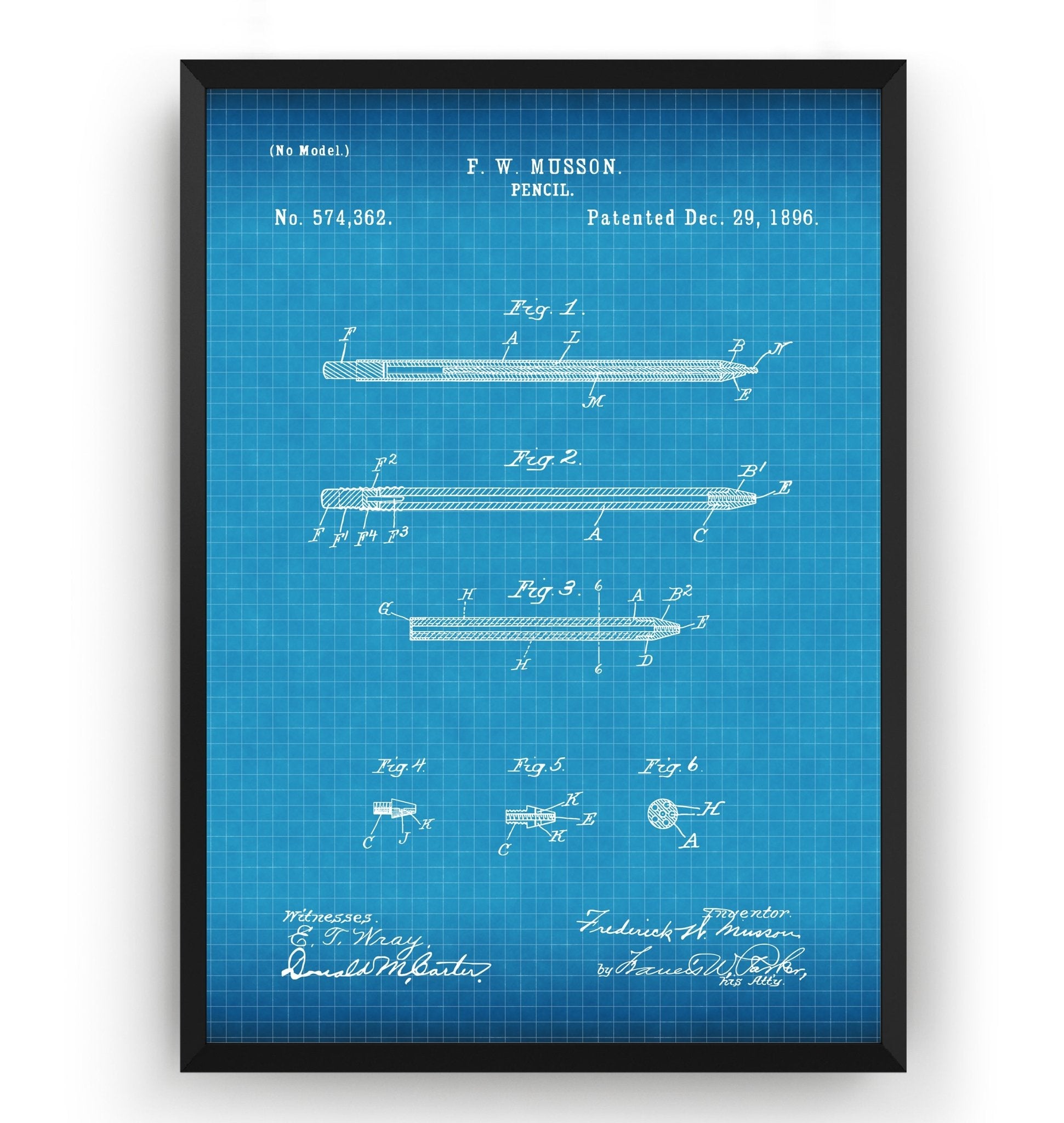 Pencil 1896 Patent Print - Magic Posters