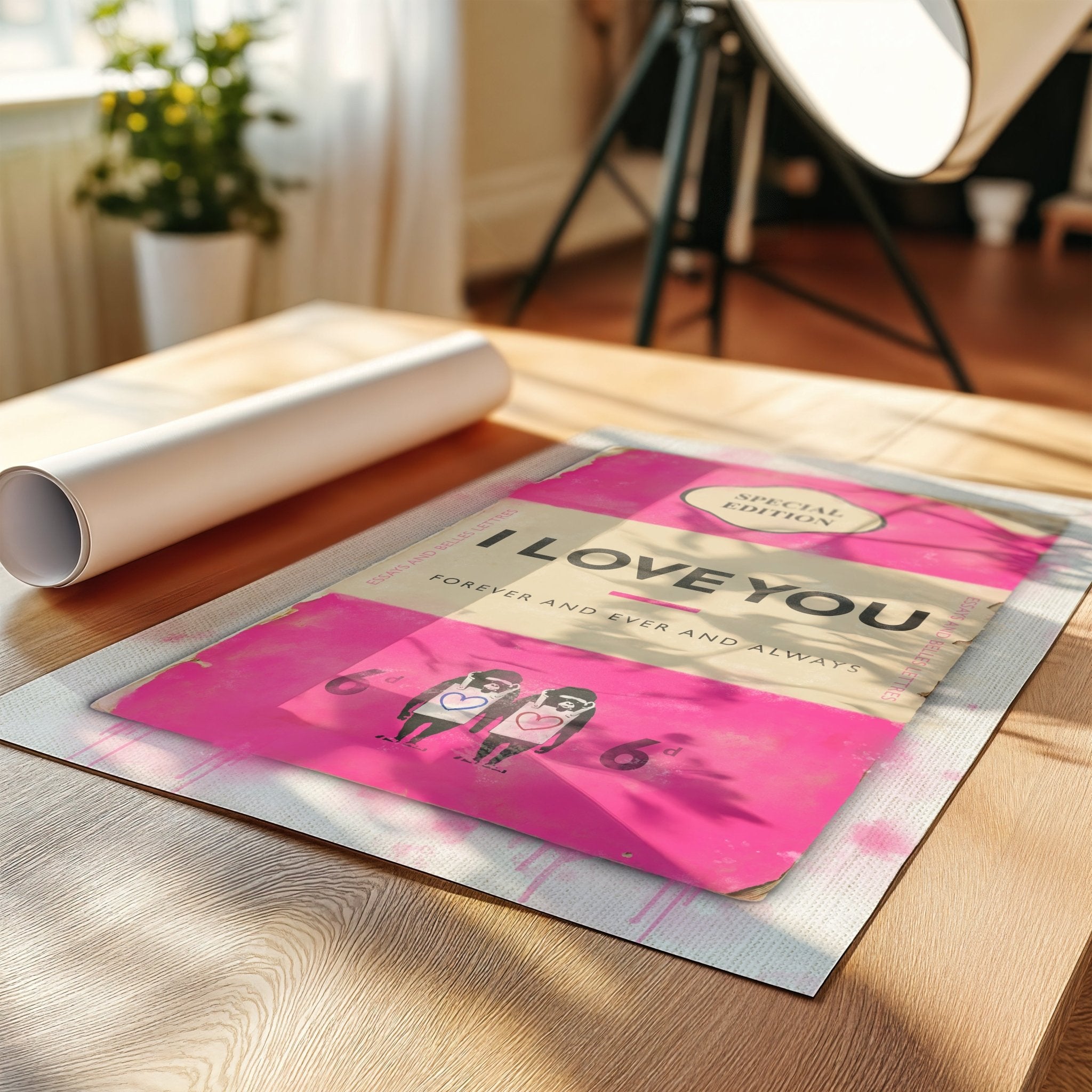 Personalised Book Cover Art Print (Pink) - Magic Posters