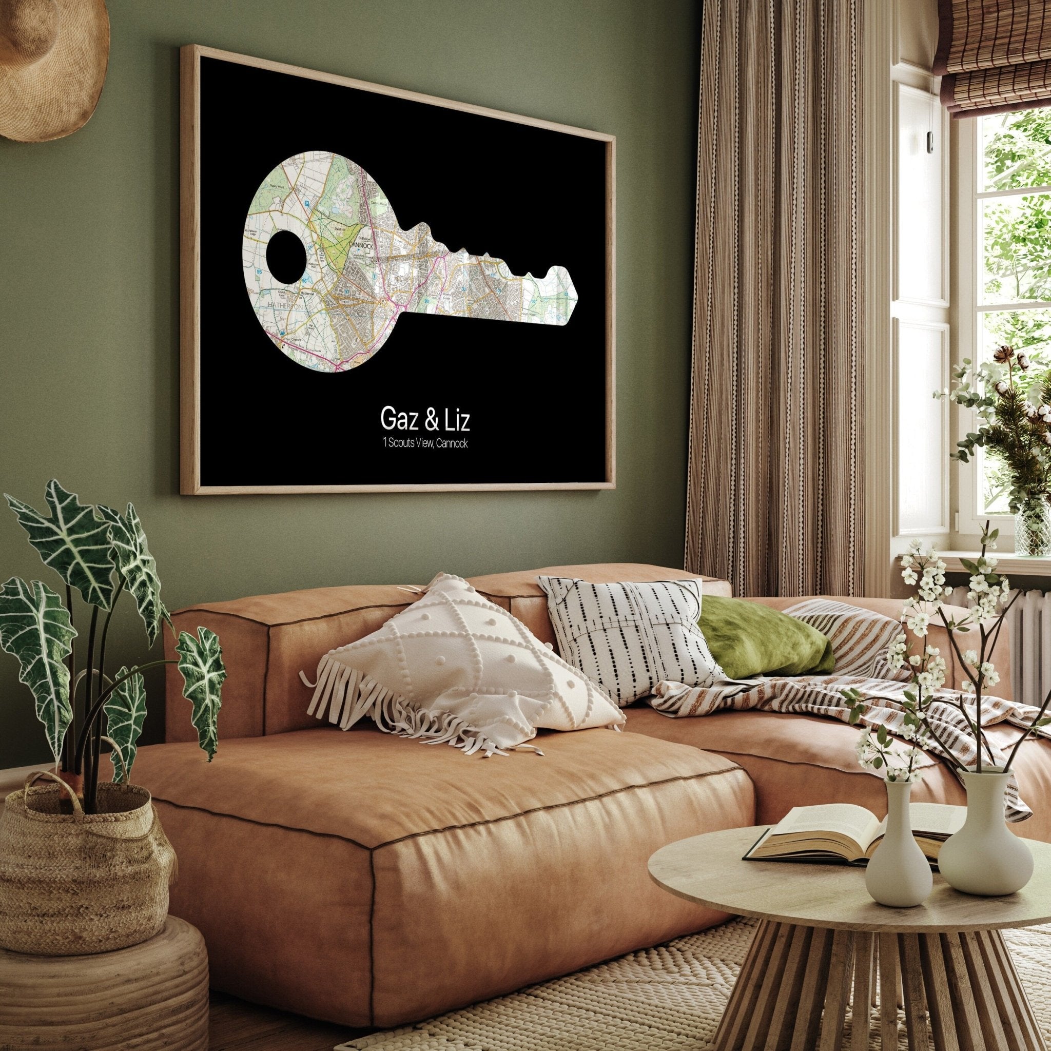 Personalised Door Key New Home Map Print - Magic Posters