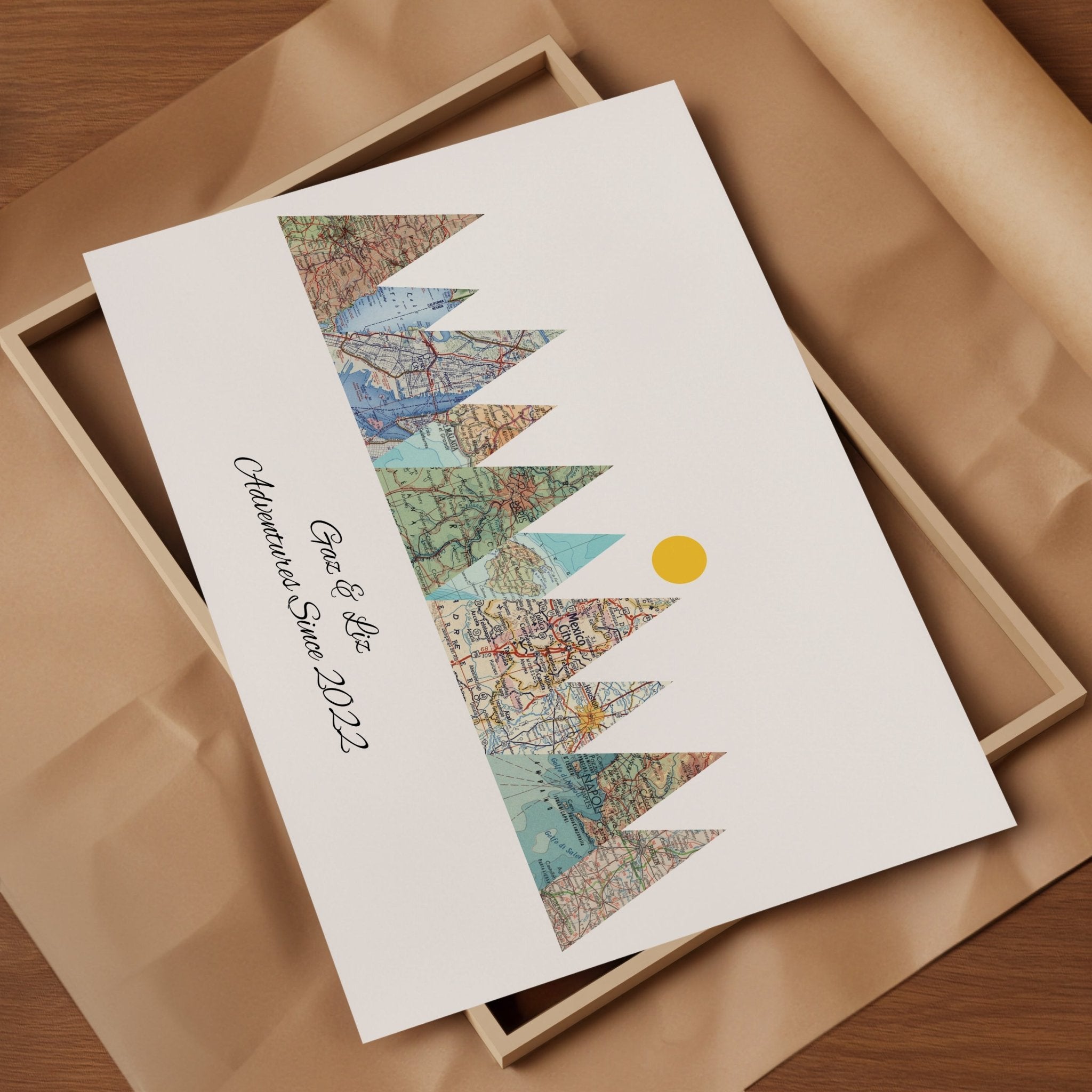 Personalised Travel Map Mountain Print - Magic Posters