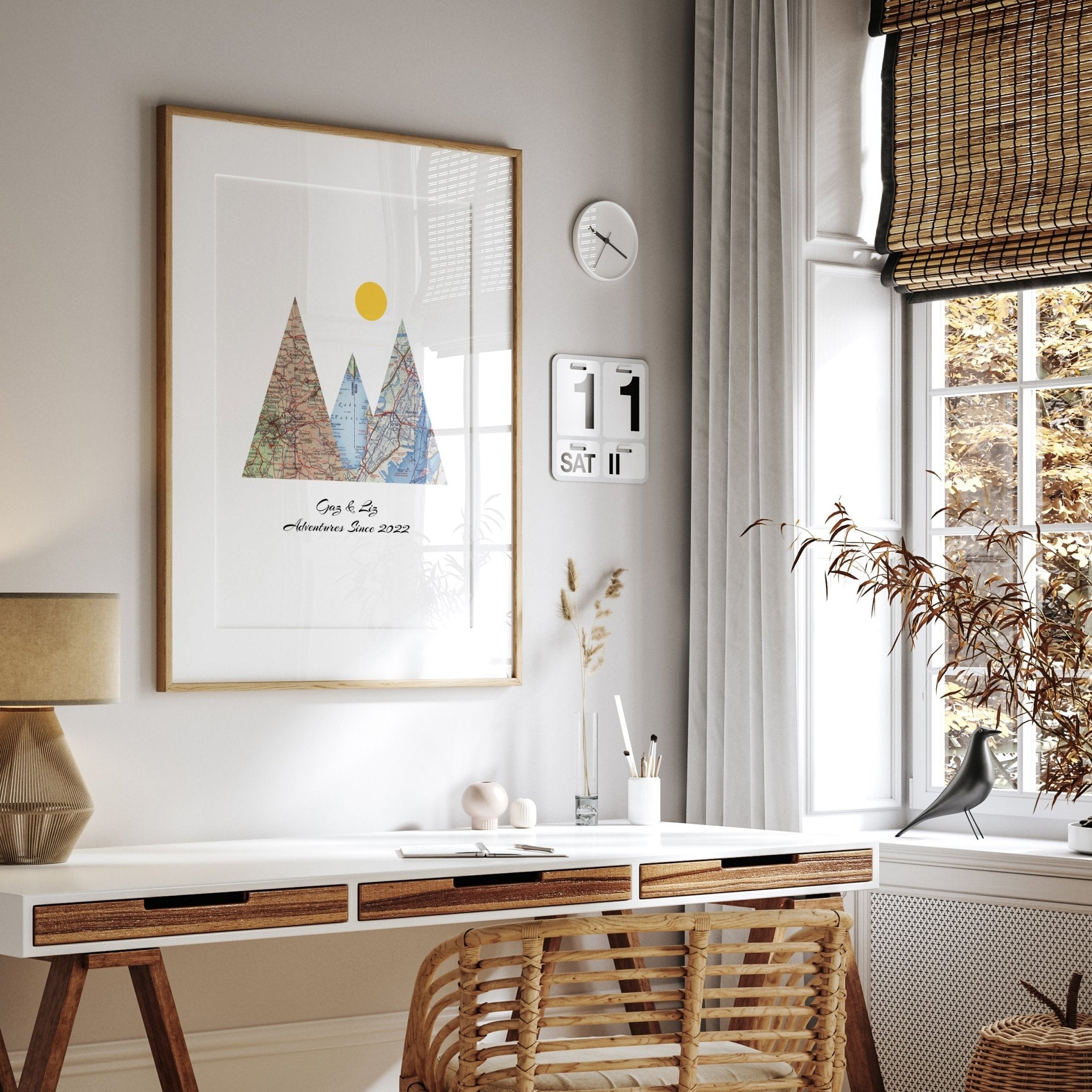 Personalised Travel Map Mountain Print - Portrait - Magic Posters