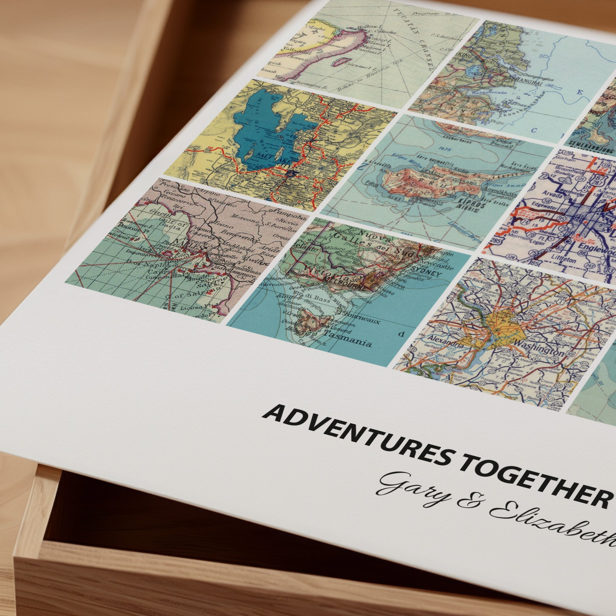 Personalised Travel Map Print (Landscape Square Modern) - Magic Posters