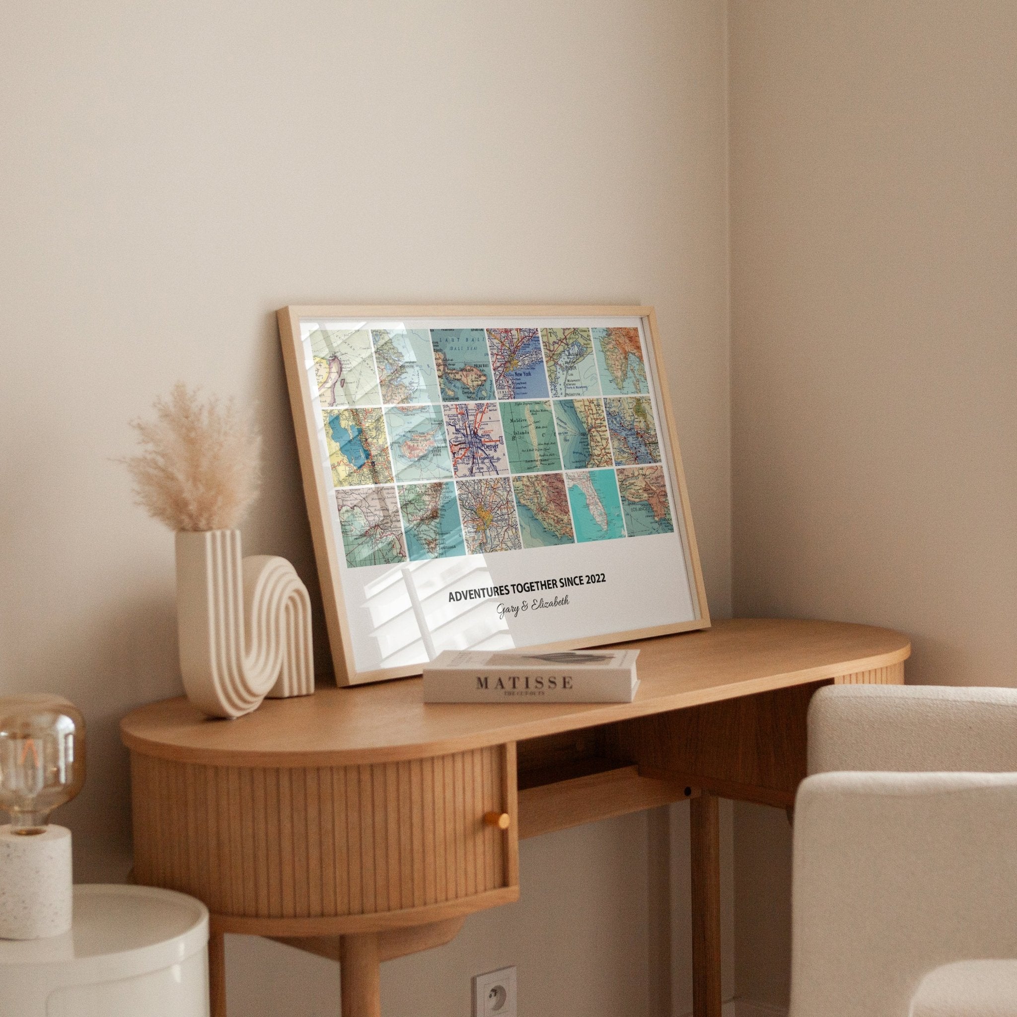 Personalised Travel Map Print (Landscape Square Modern) - Magic Posters