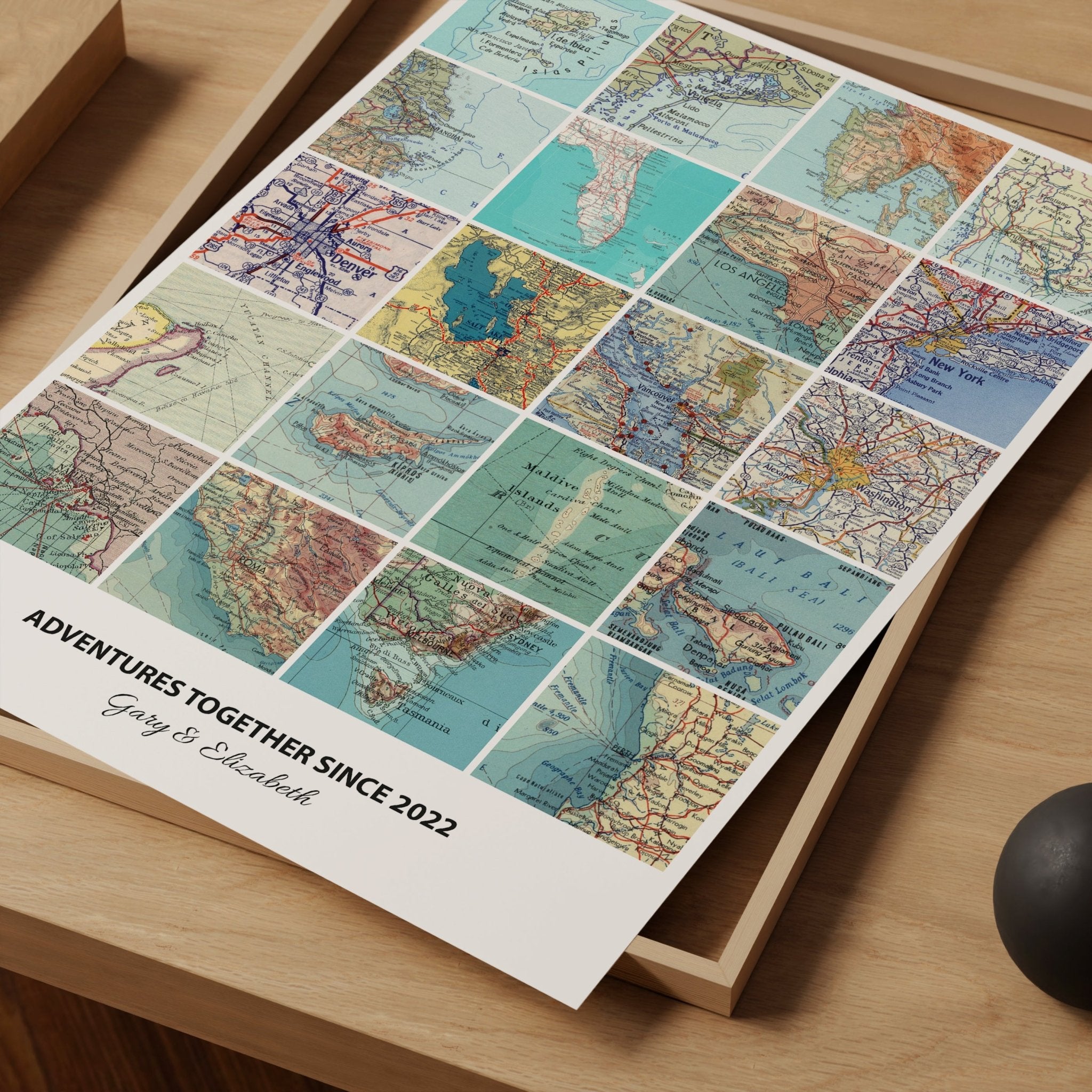 Personalised Travel Map Print (Square Modern) - Magic Posters