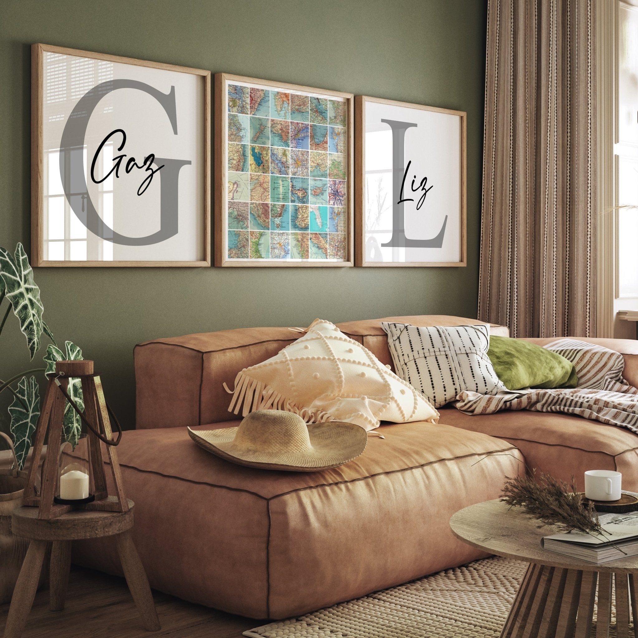 Personalised Travel Map Set Of 3 Prints (Square) - Magic Posters