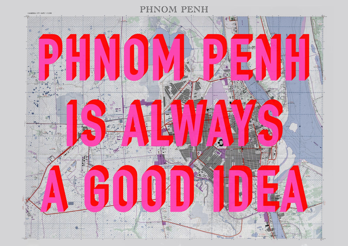 Phnom Penh Retro Pop Art Map Print (landscape) - Magic Posters