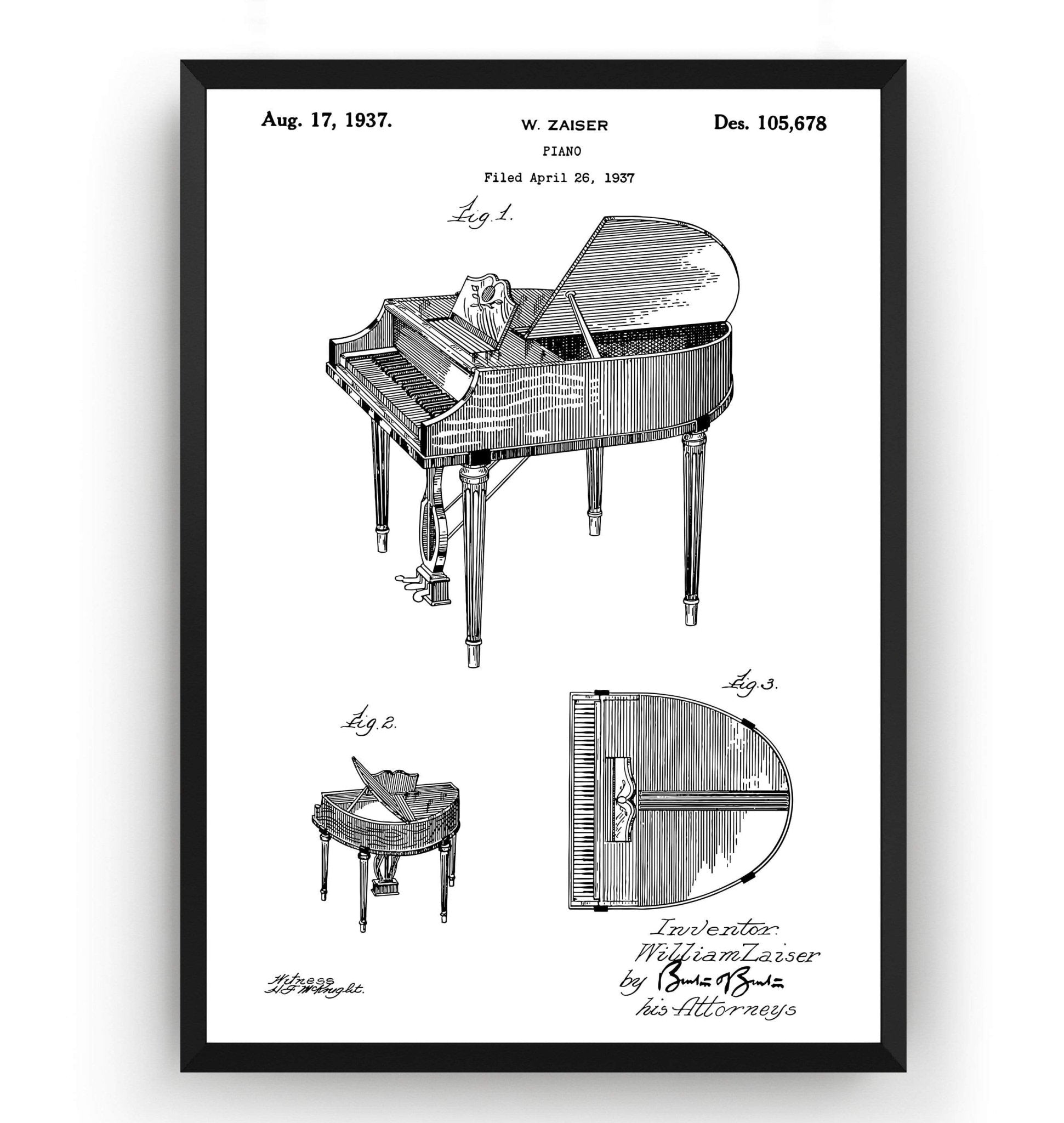 Piano 1937 Patent Print - Magic Posters