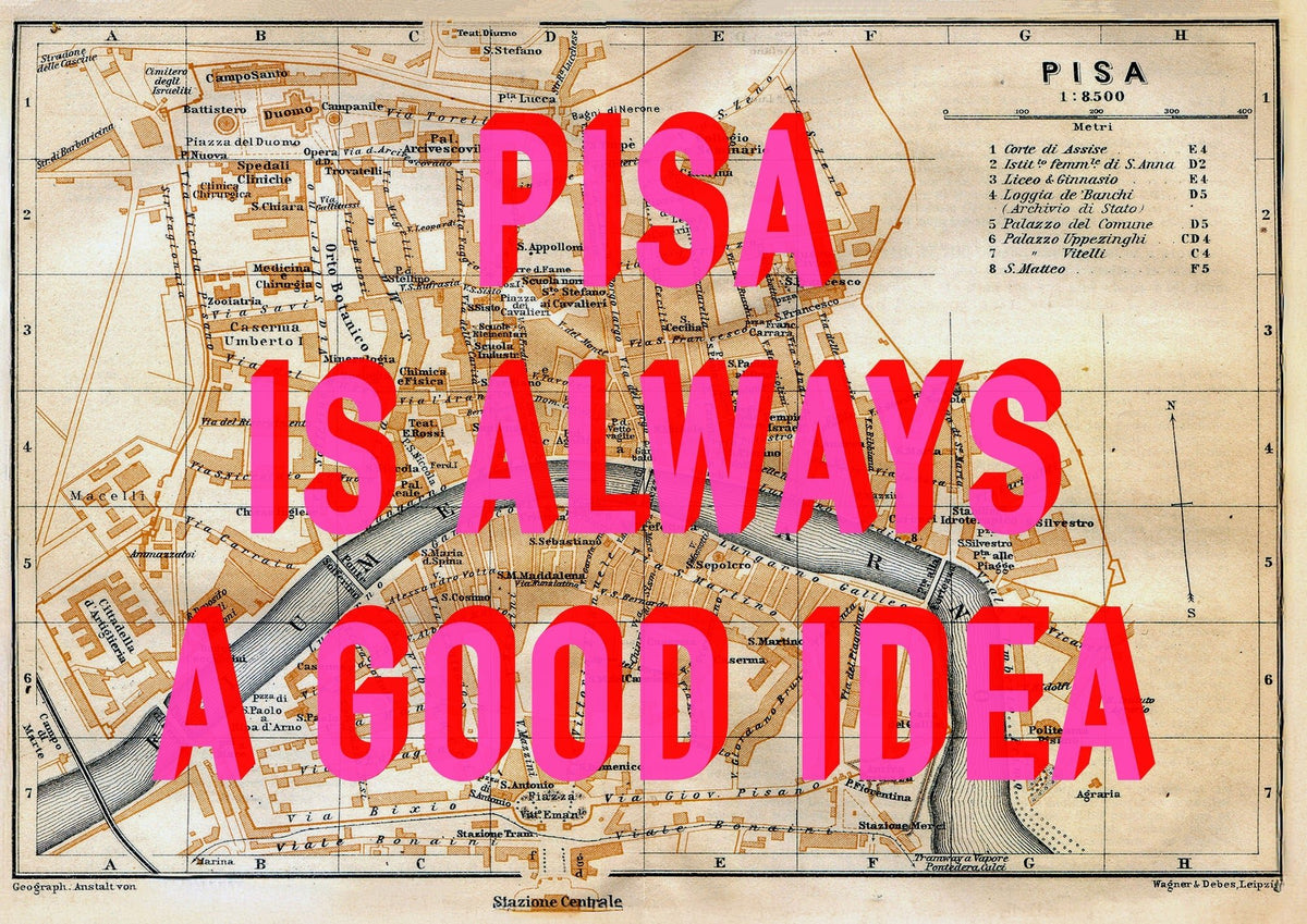 Pisa Retro Pop Art Map Print (landscape)