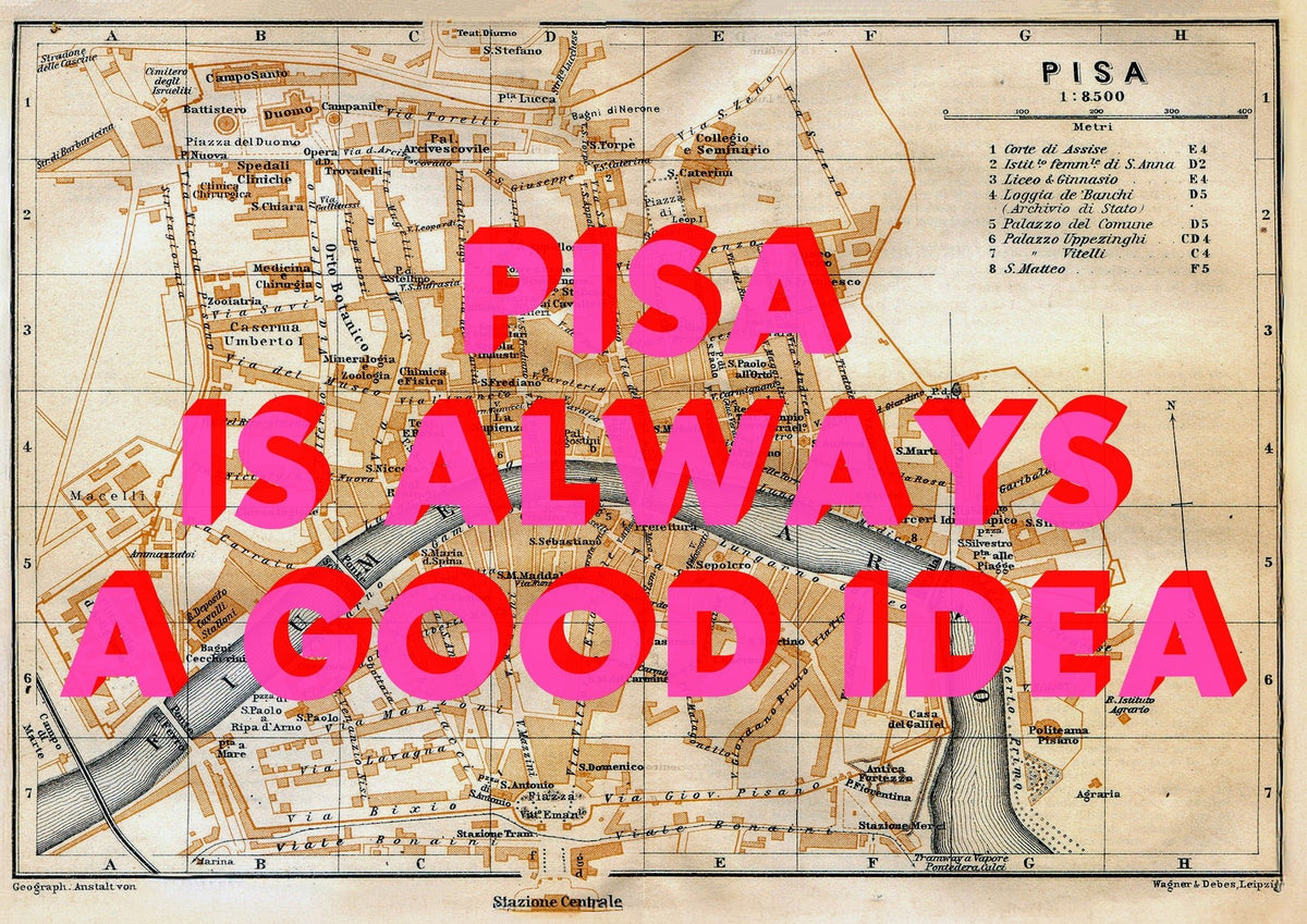 Pisa Retro Pop Art Map Print (landscape)