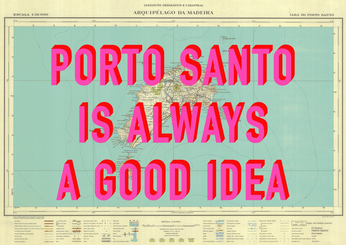Porto Santo Retro Pop Art Map Print (landscape)