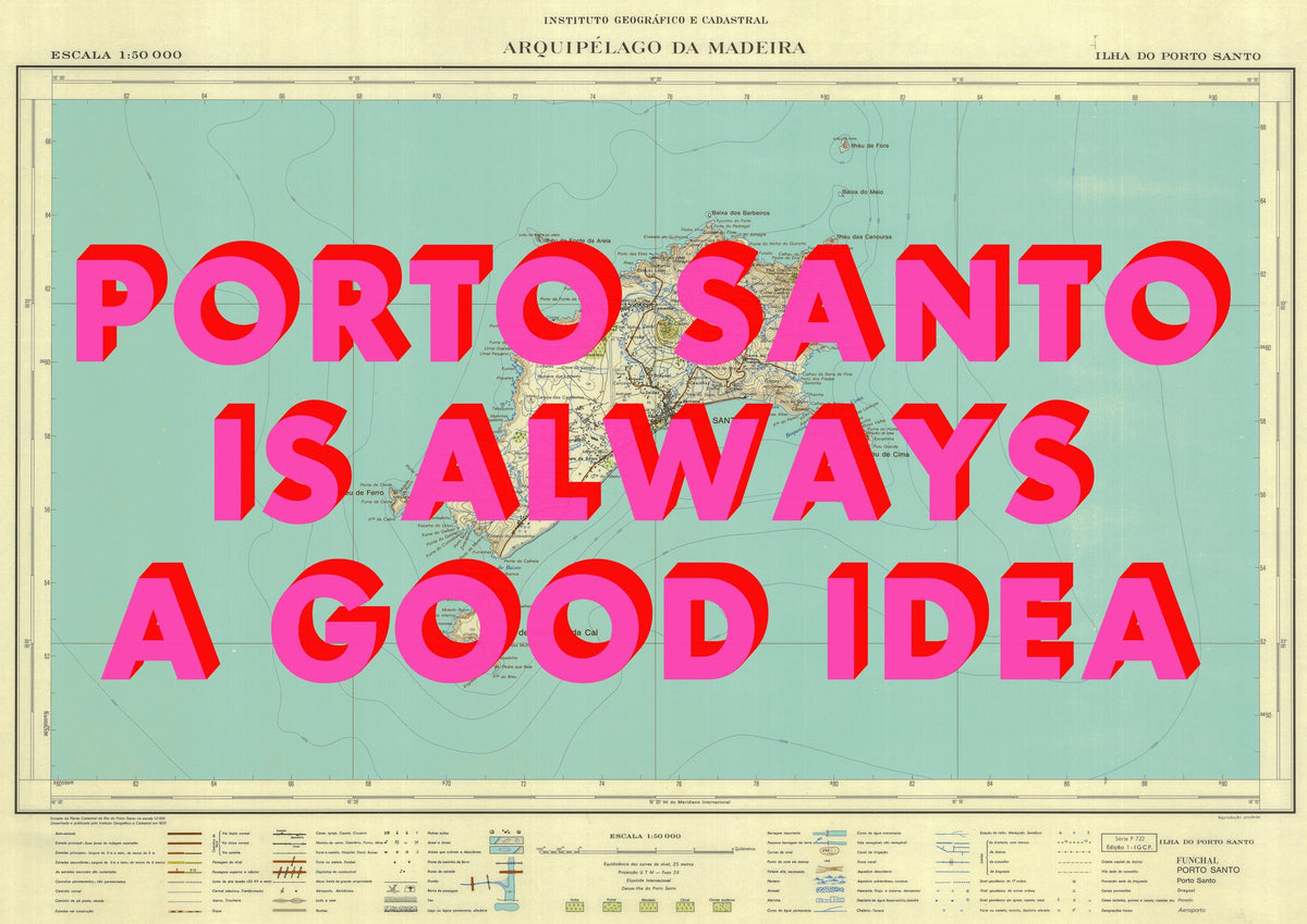 Porto Santo Retro Pop Art Map Print (landscape)
