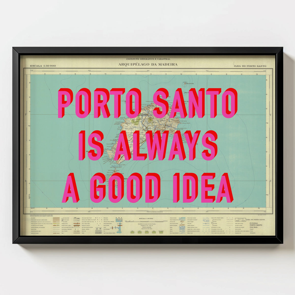 Porto Santo Retro Pop Art Map Print (landscape) - Magic Posters