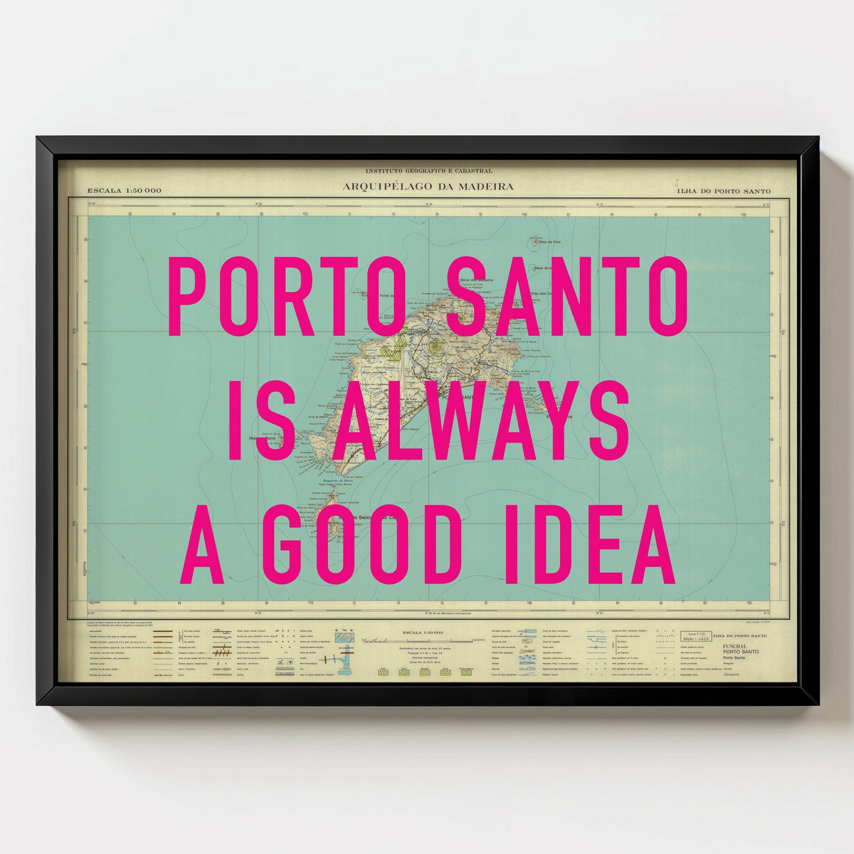 Porto Santo Retro Pop Art Map Print (landscape) - Magic Posters